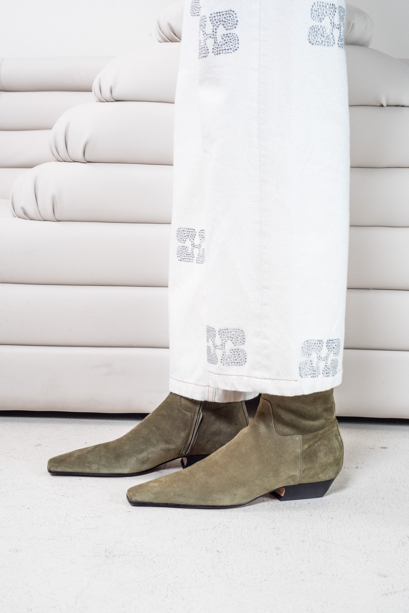 Khaki Marfa Suede Ankle Boot