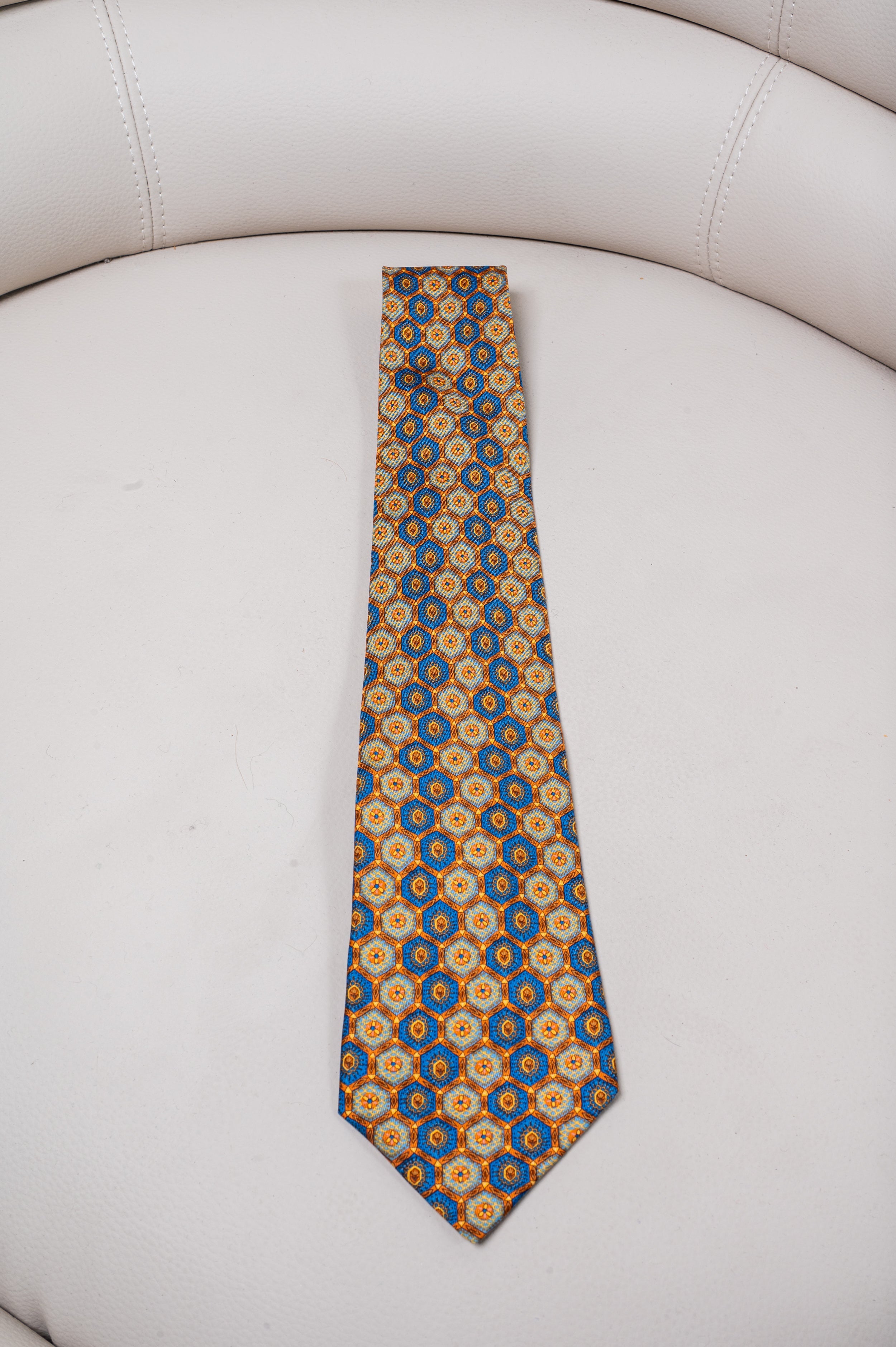 Orange & Blue Printed Tie