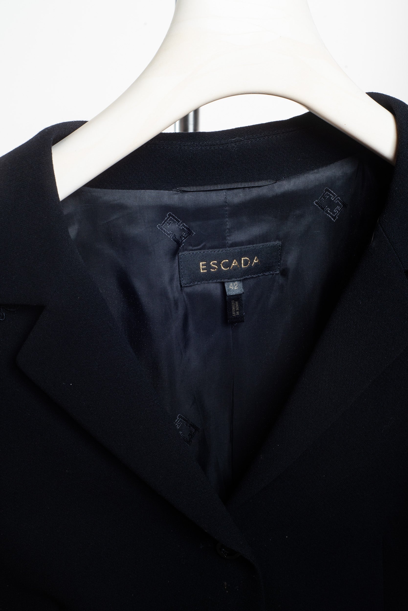 Black Wool Blazer with Lace Detailing