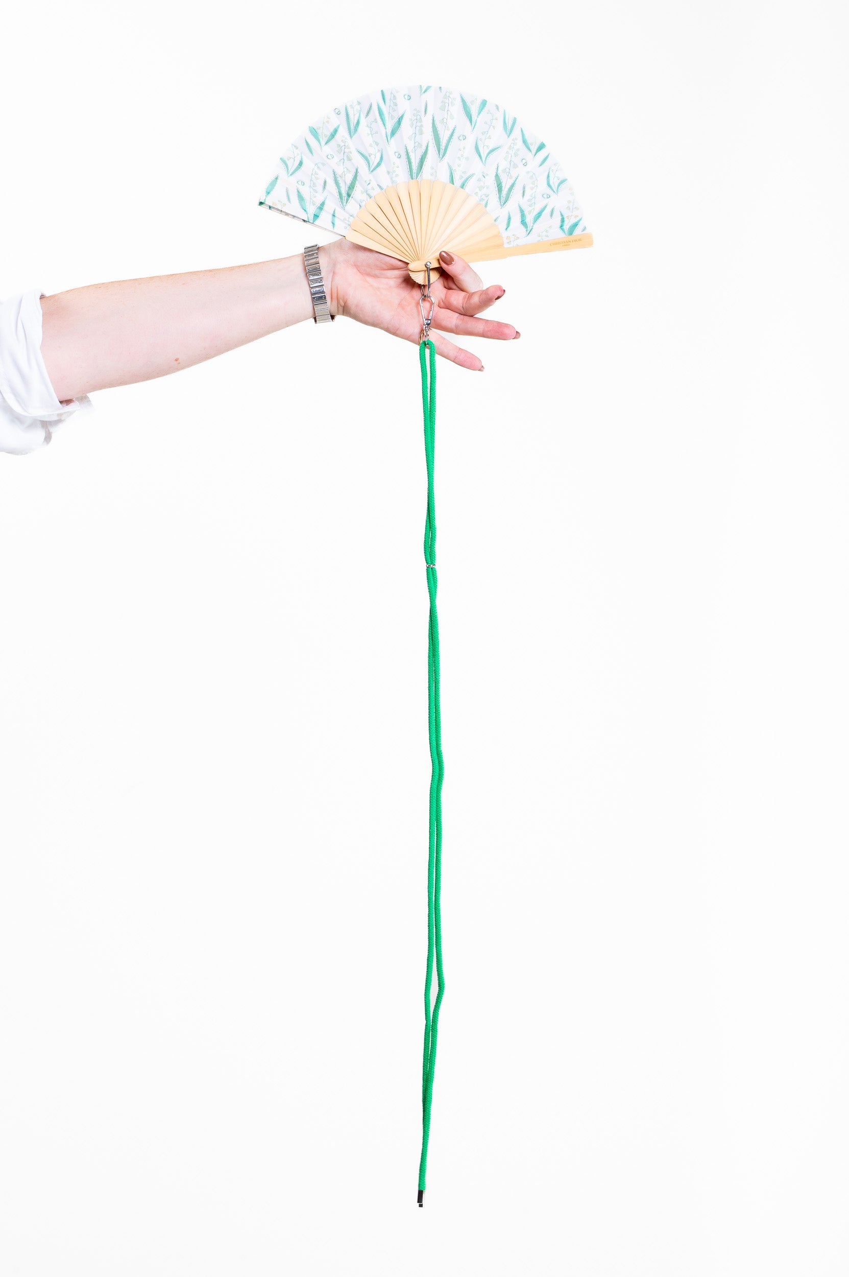 Green & White CD Hand Fan