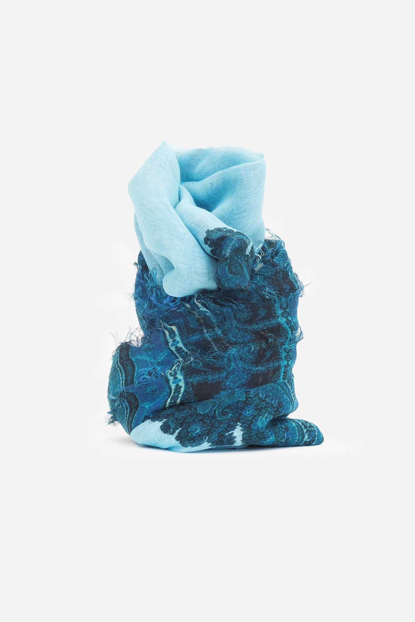 Blue Paisley Sheer Shawl Silk