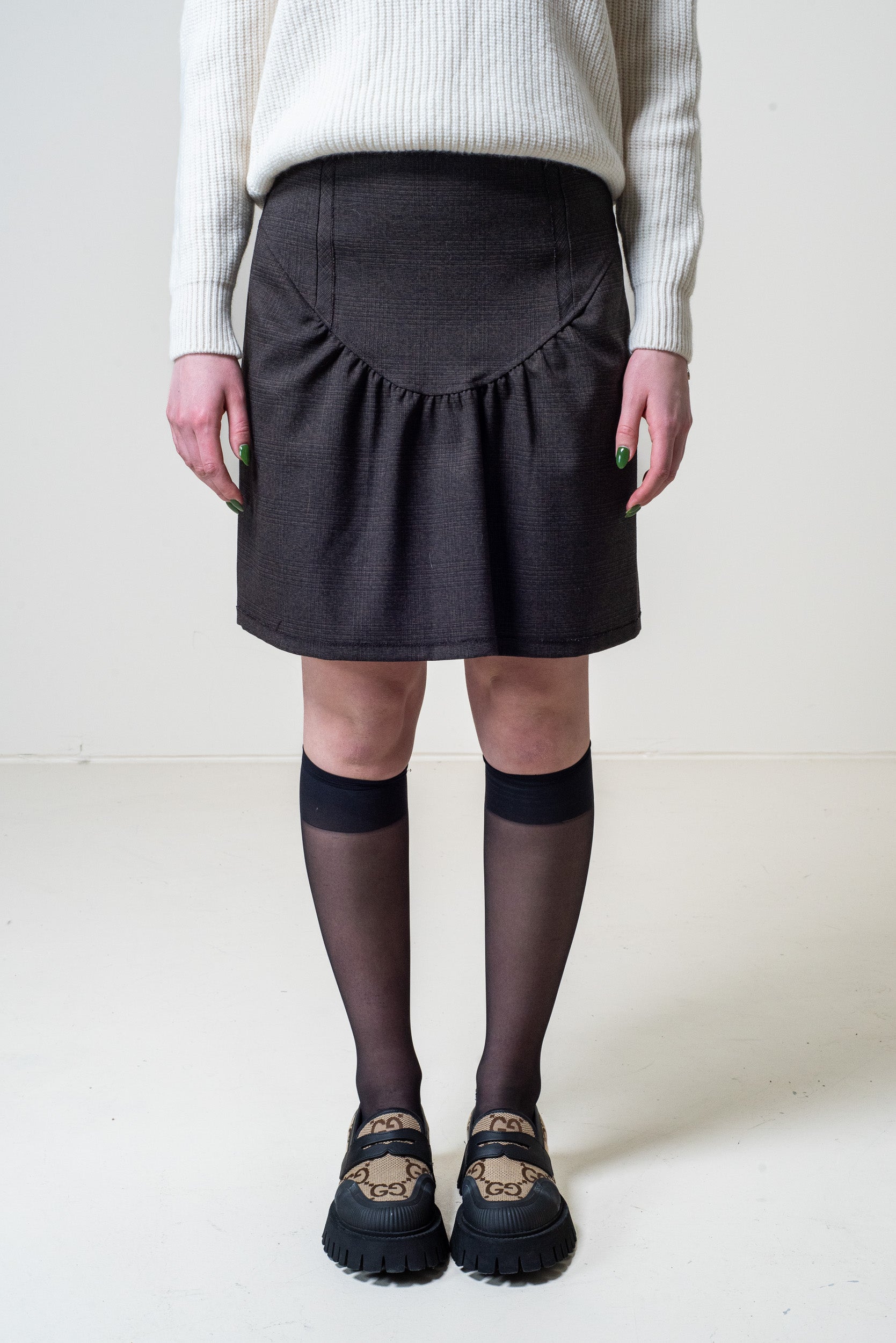 Vintage Brown Drop Waist Mini Skirt