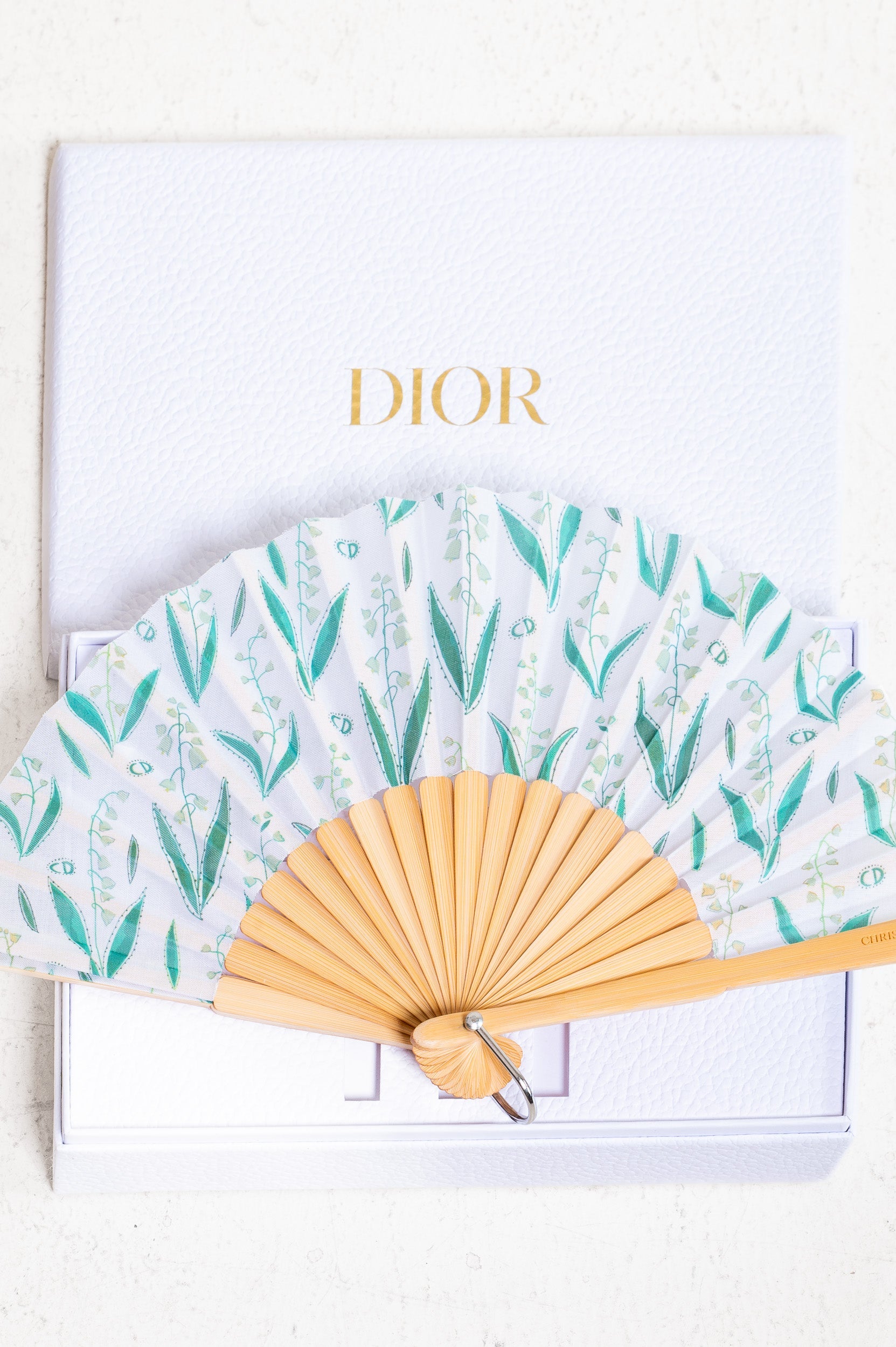 Green & White CD Hand Fan