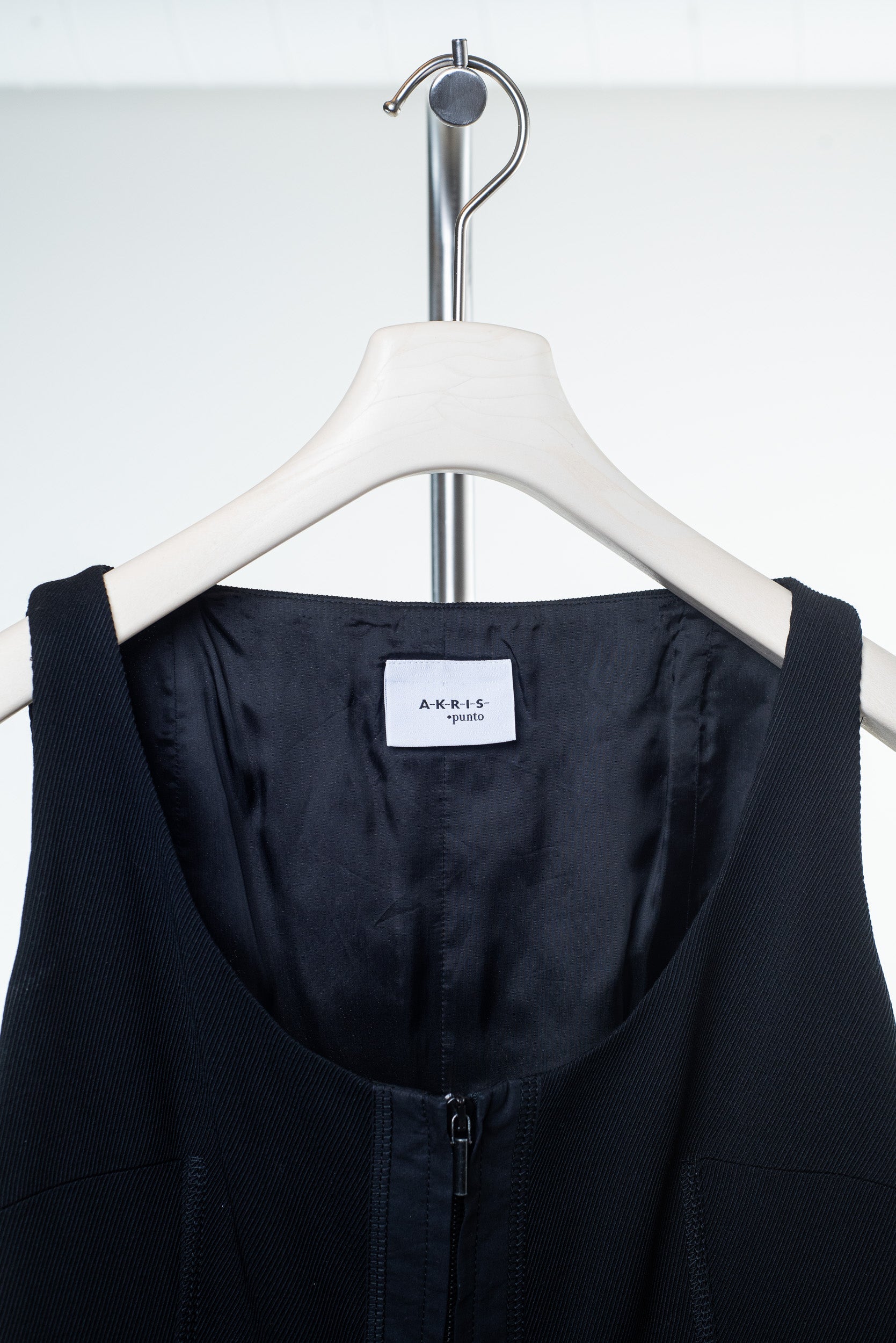 Black Zip-Up Wool Sleeveless Dress