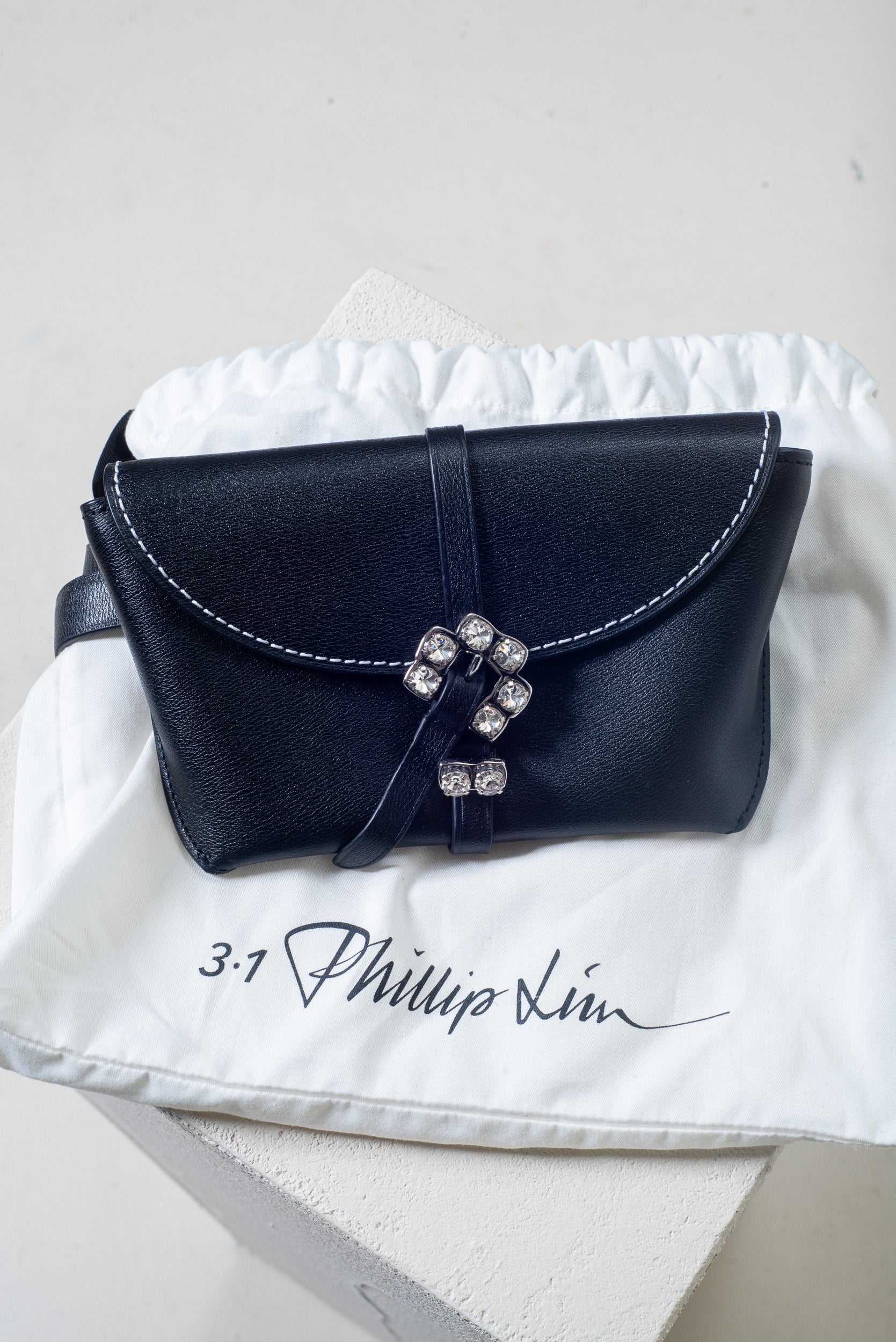 Black Rhinestone Hudson Belt Bag