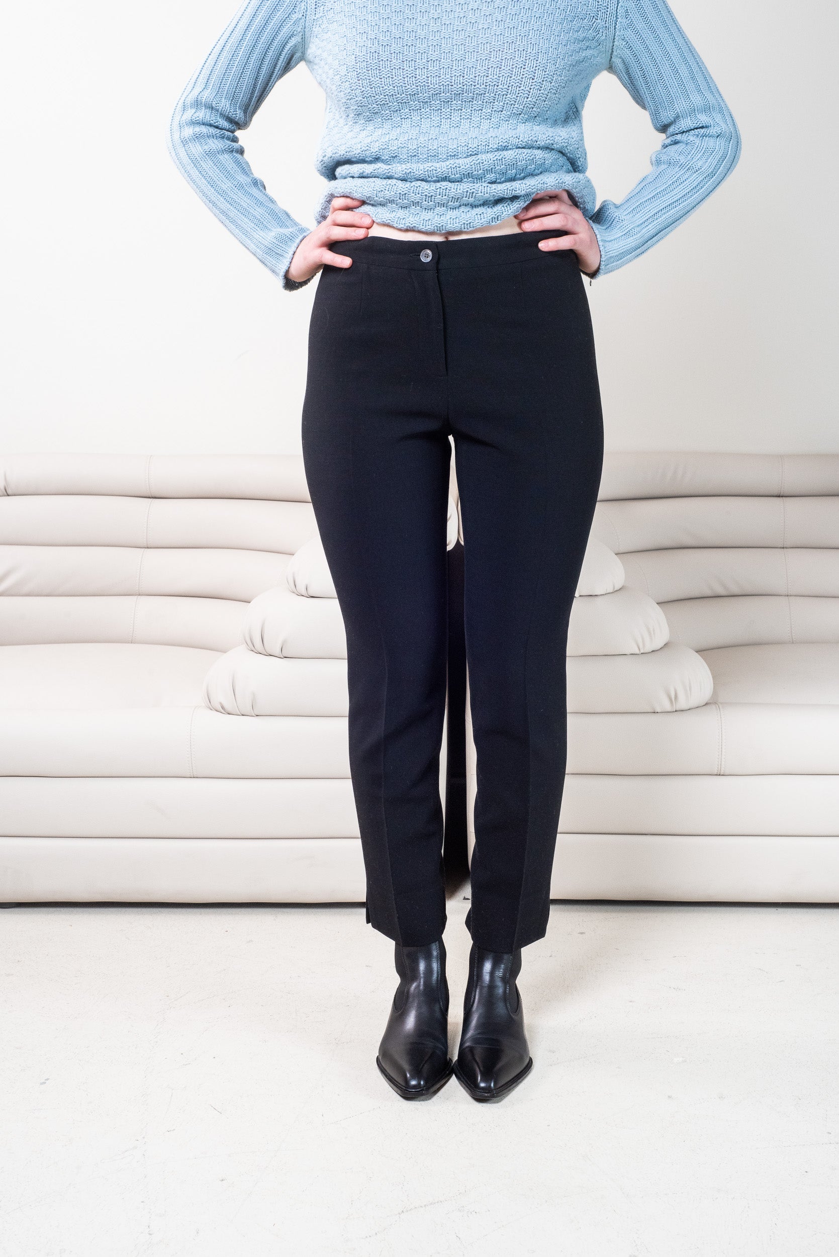 Vintage Black Simple Straight Leg Trouser Pant