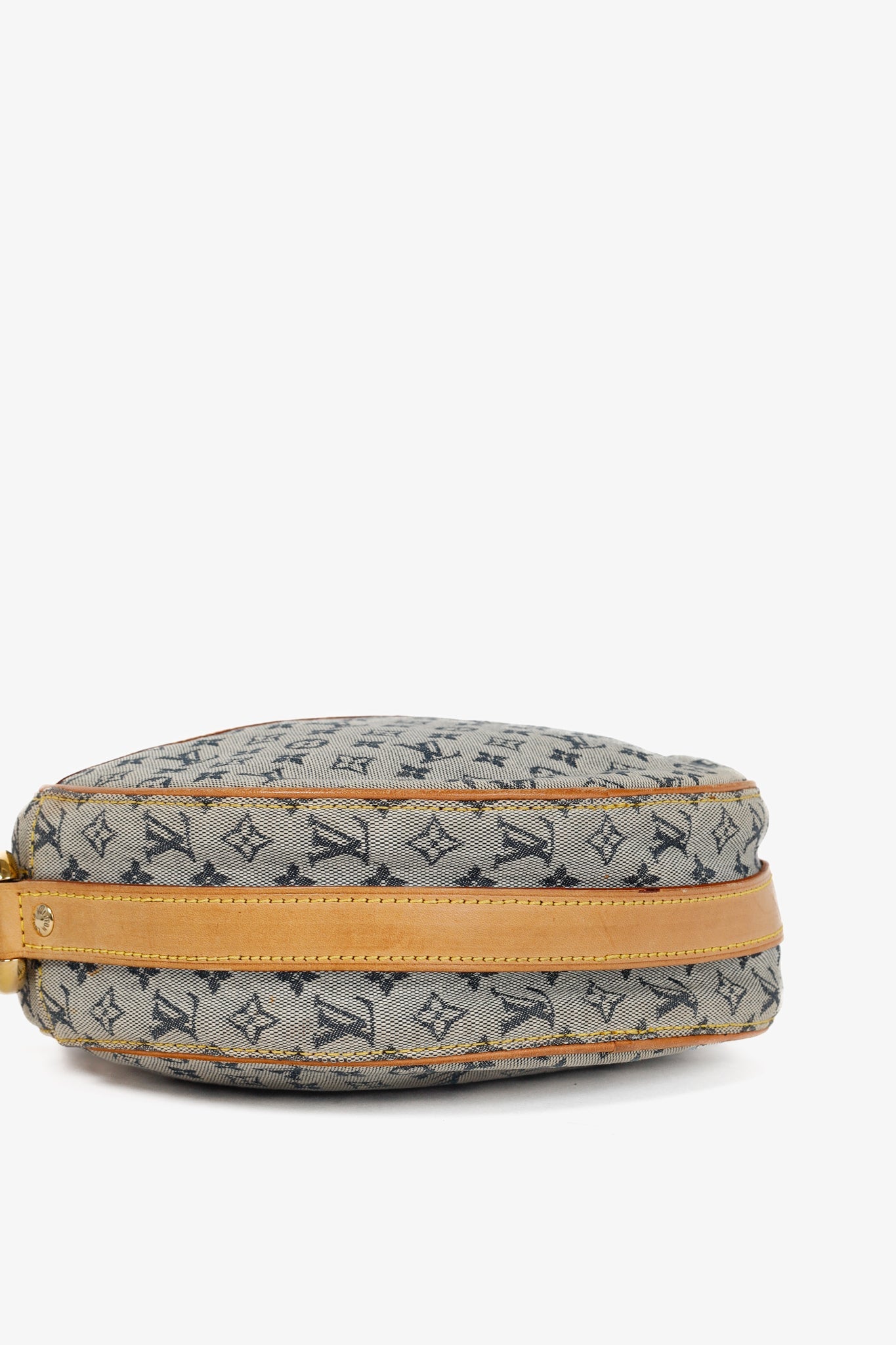 Mini Lin Denim Canvas Round Crossbody Bag