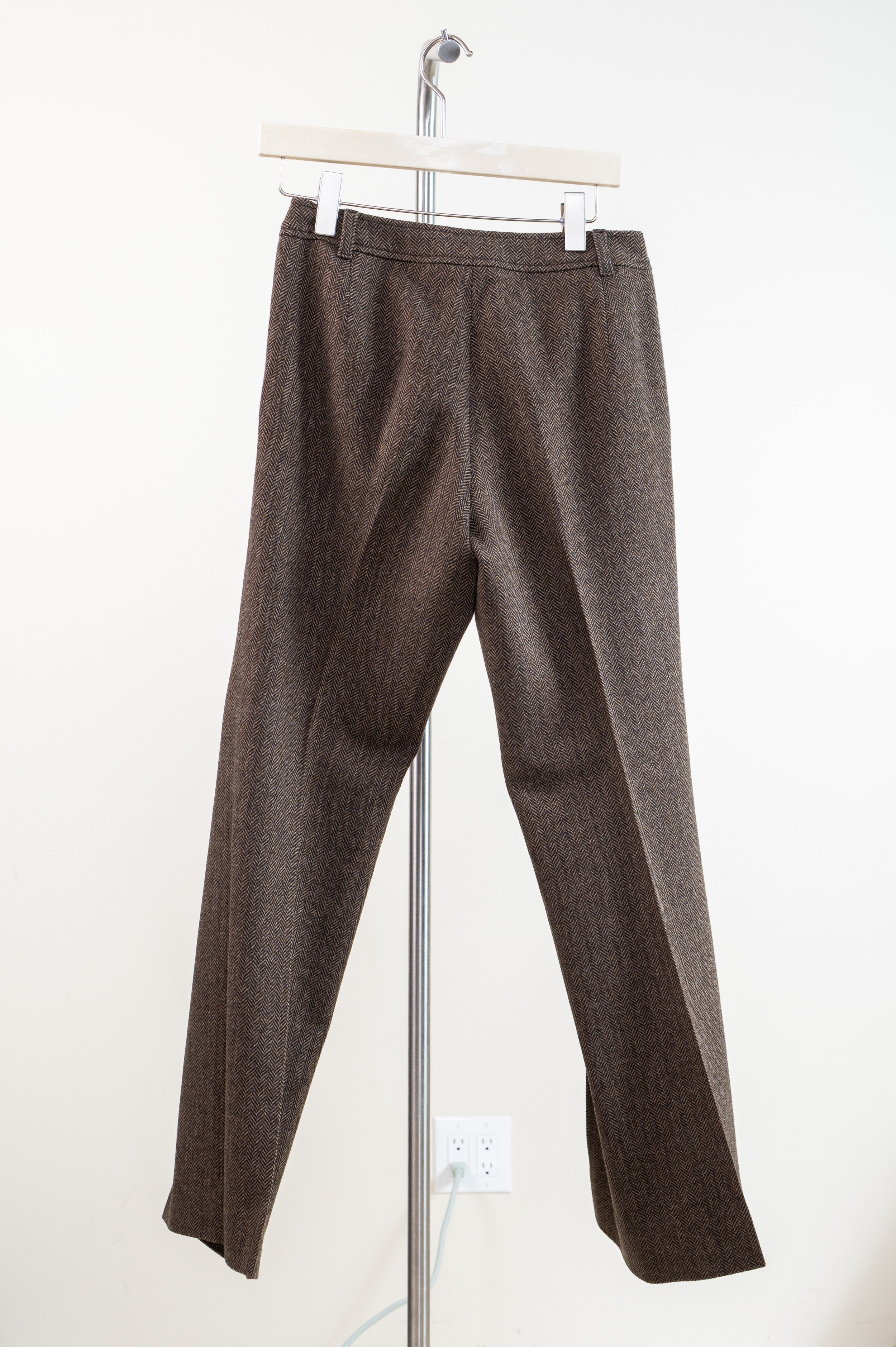 Brown Chevron Print Blazer and Pant Suit Set