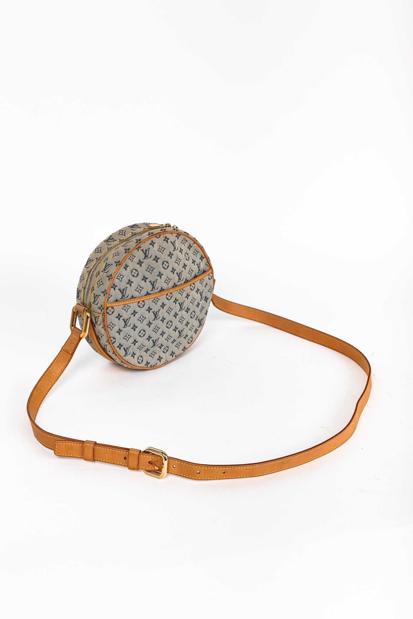 Mini Lin Denim Canvas Round Crossbody Bag