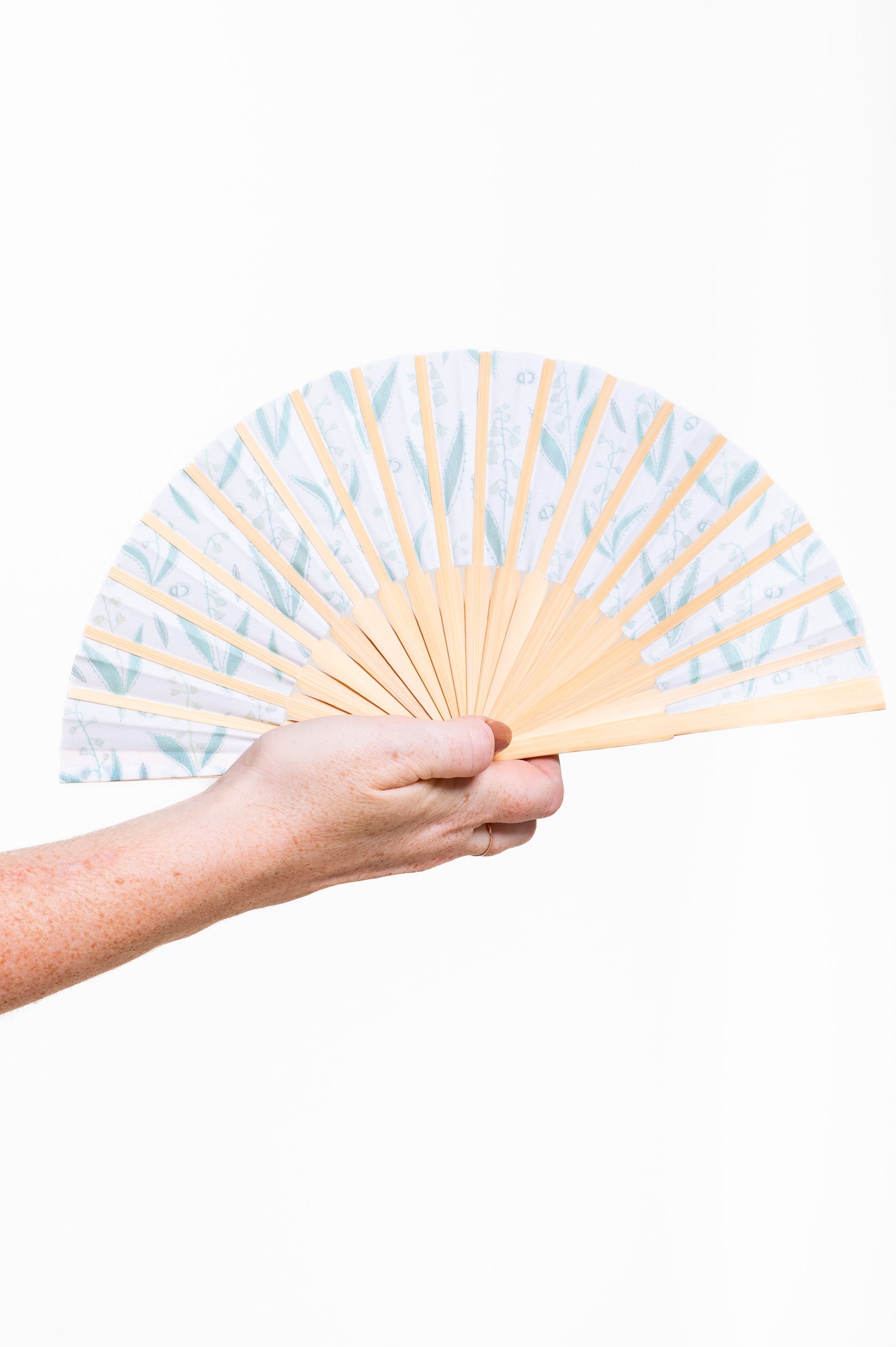 Green & White CD Hand Fan