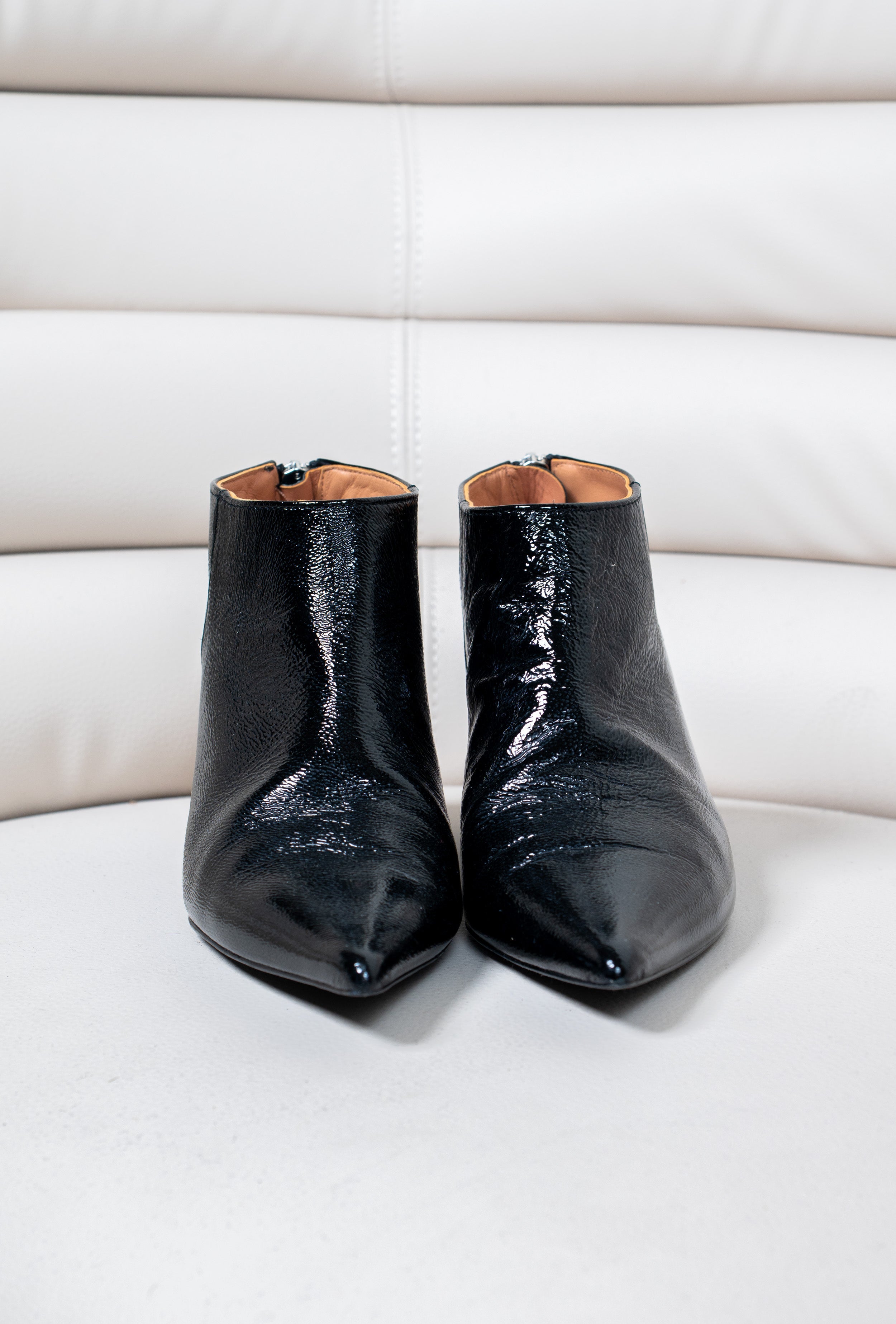 Black Patent Leather Ankle Booties