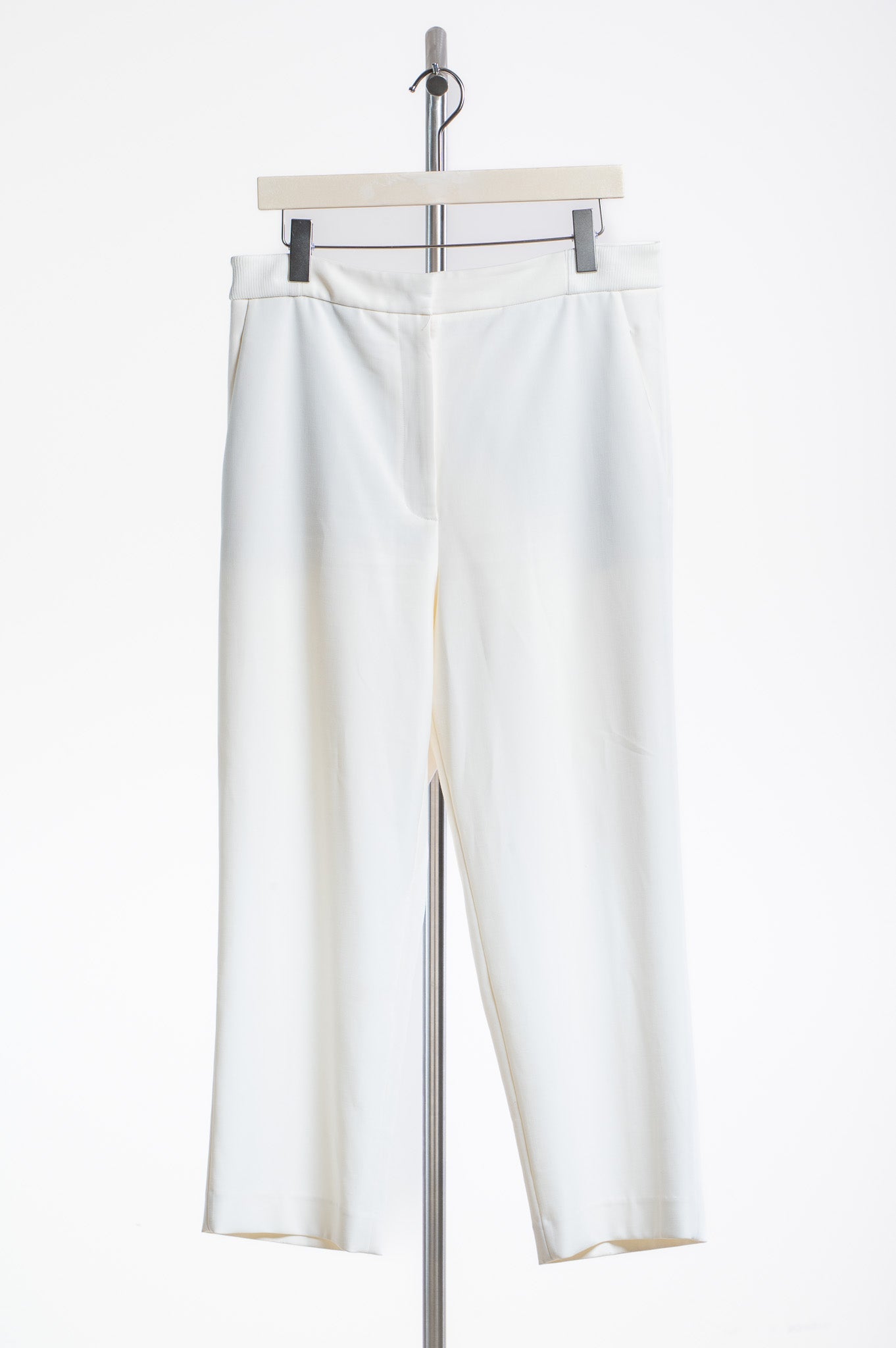 White Elastic Band Crop Trouser