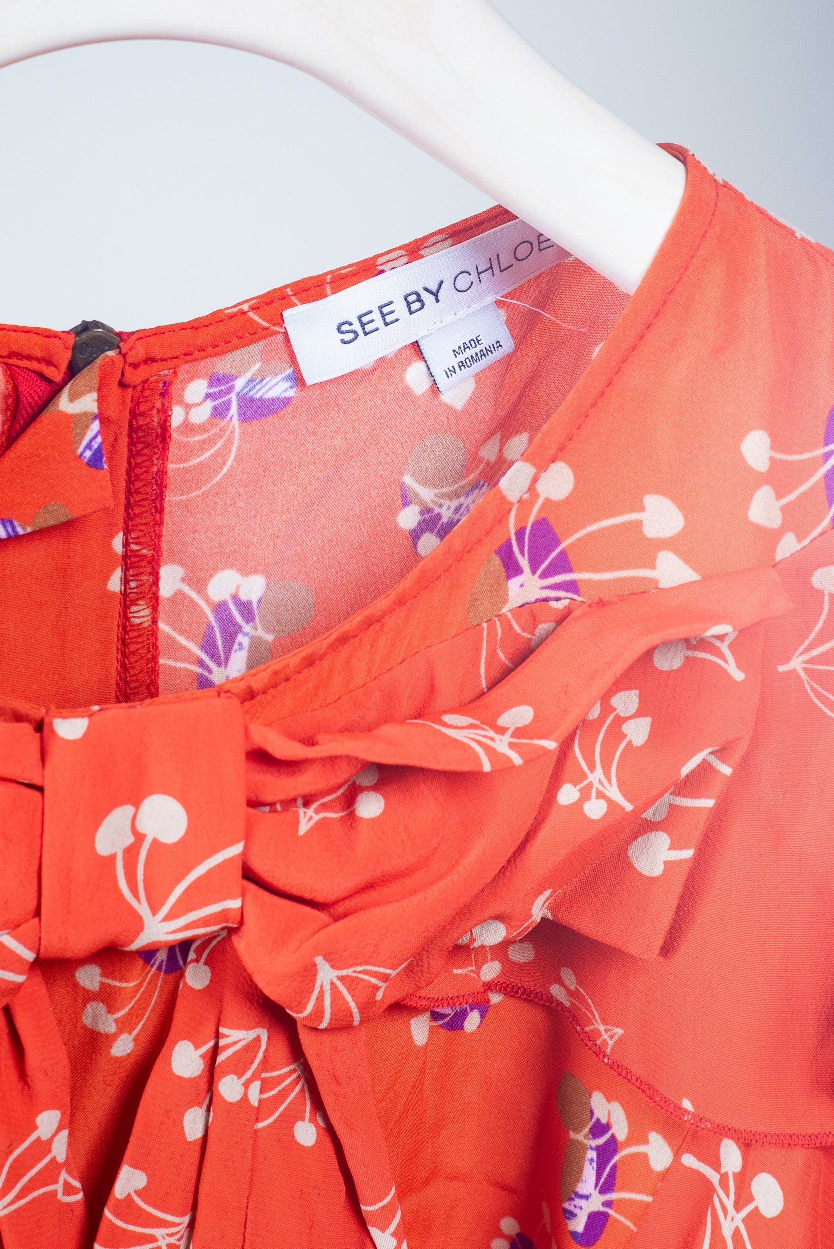 Orange Floral Print Dress