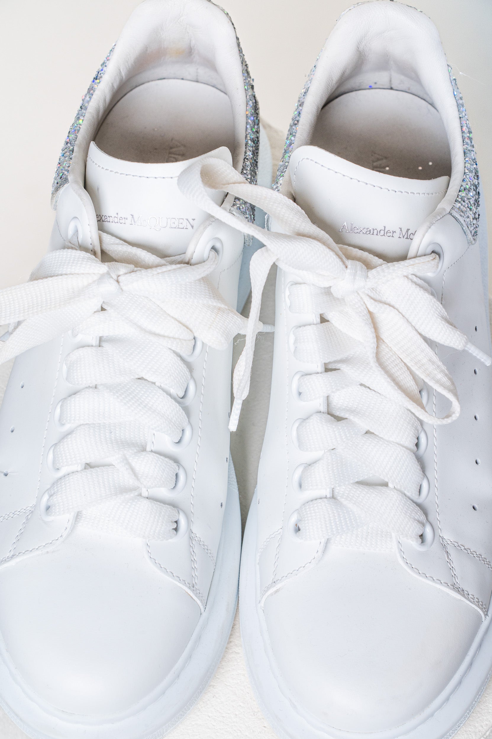 White Chunky Glitter Heel Sneaker