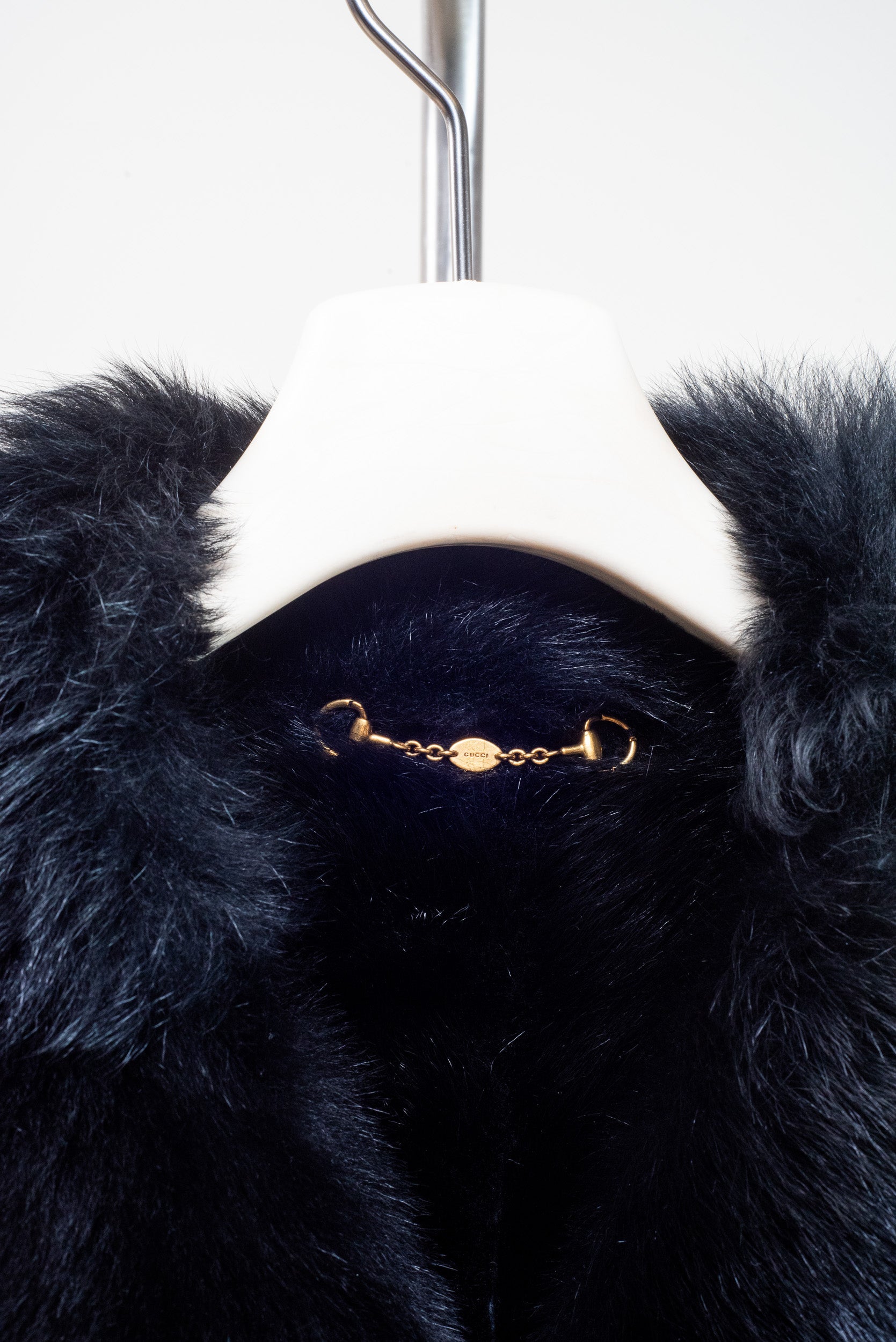 Vintage Black Fur Buckle Jacket