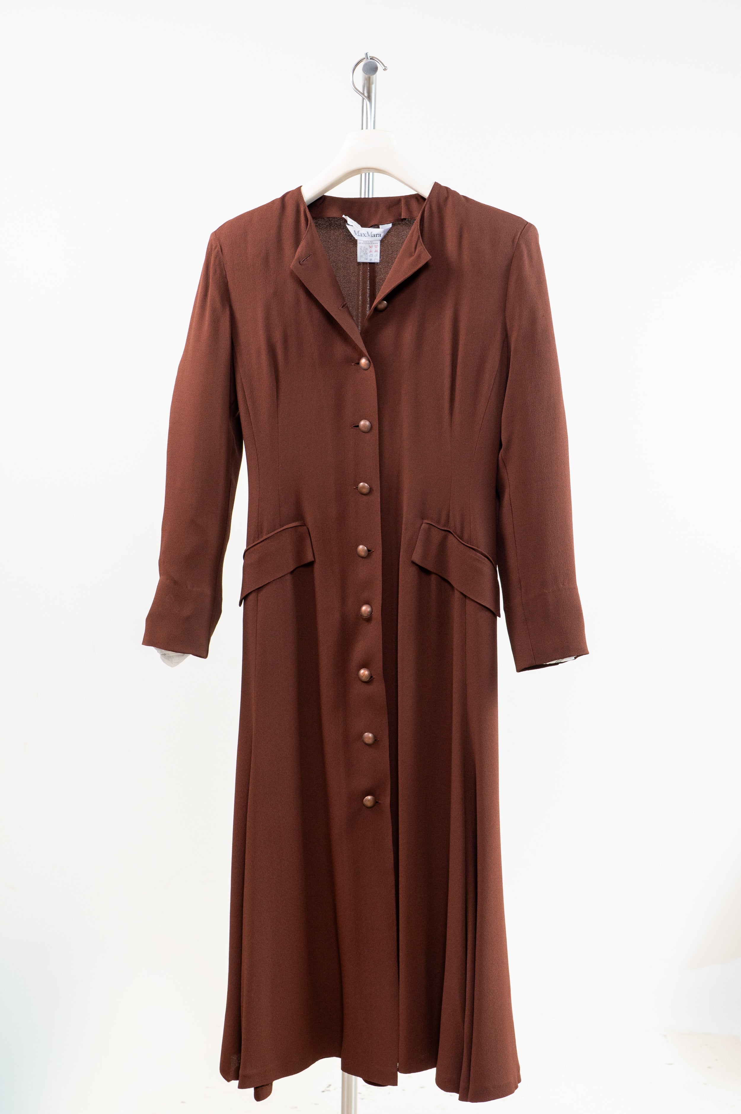 Brown Button-Up Midi Dress