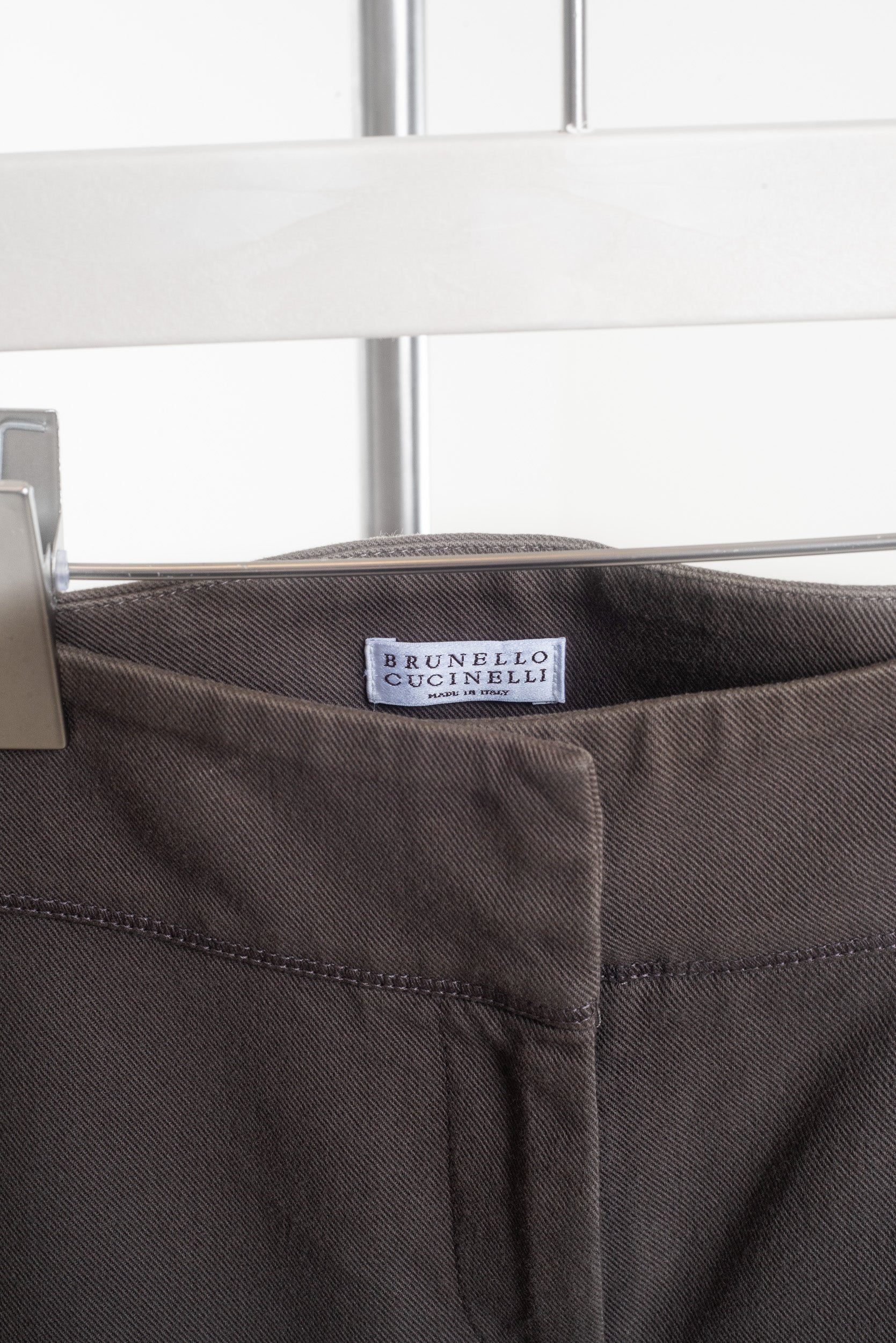 Brown Fitted Pant with Button Detail
