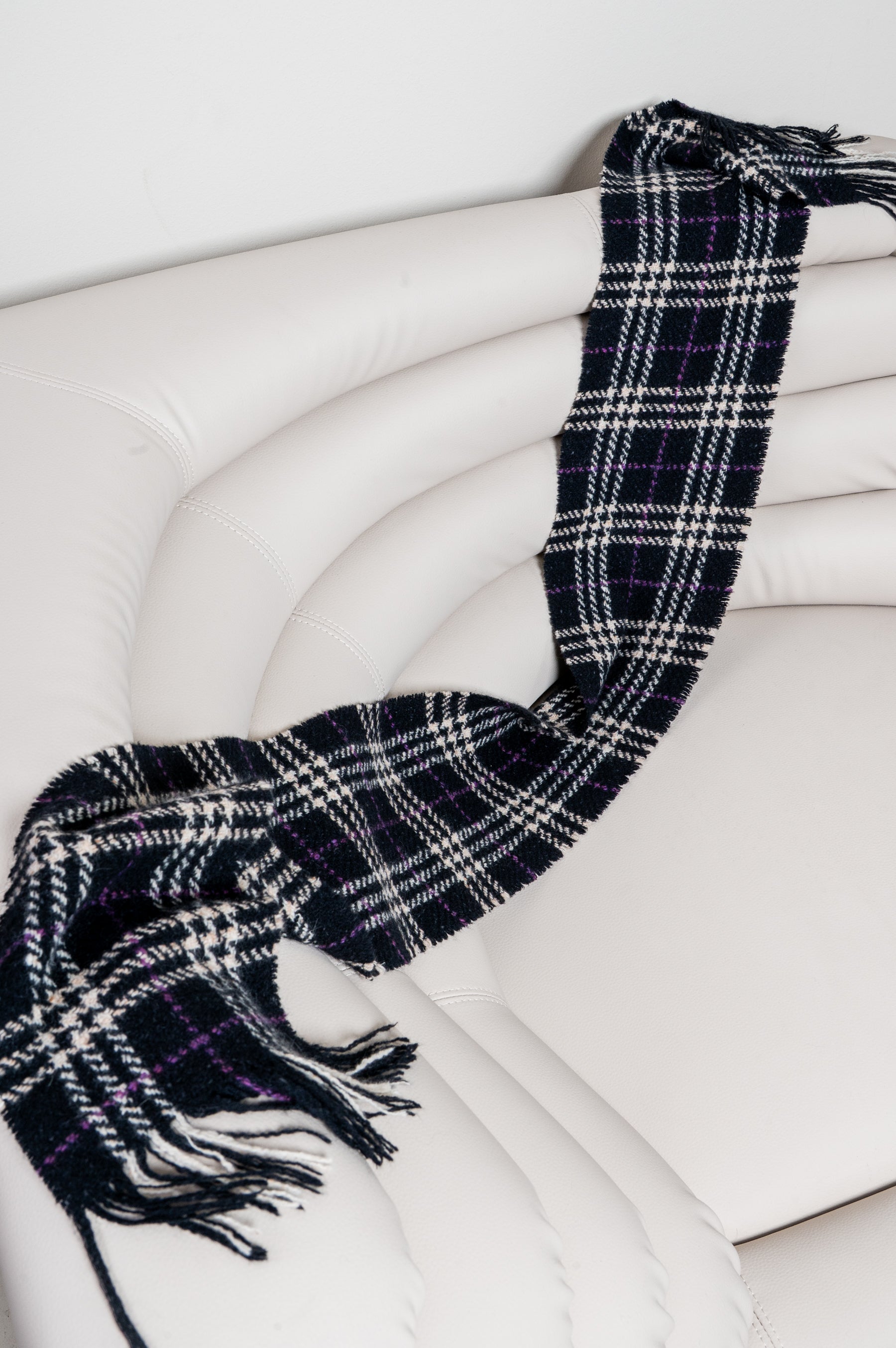 Black & Purple Plaid Print Scarf