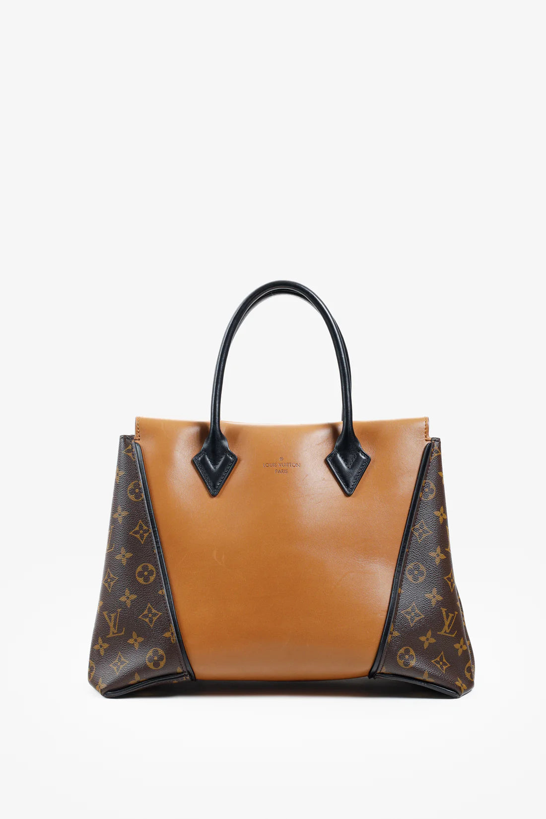 W PM Brown Leather Monogram Tote