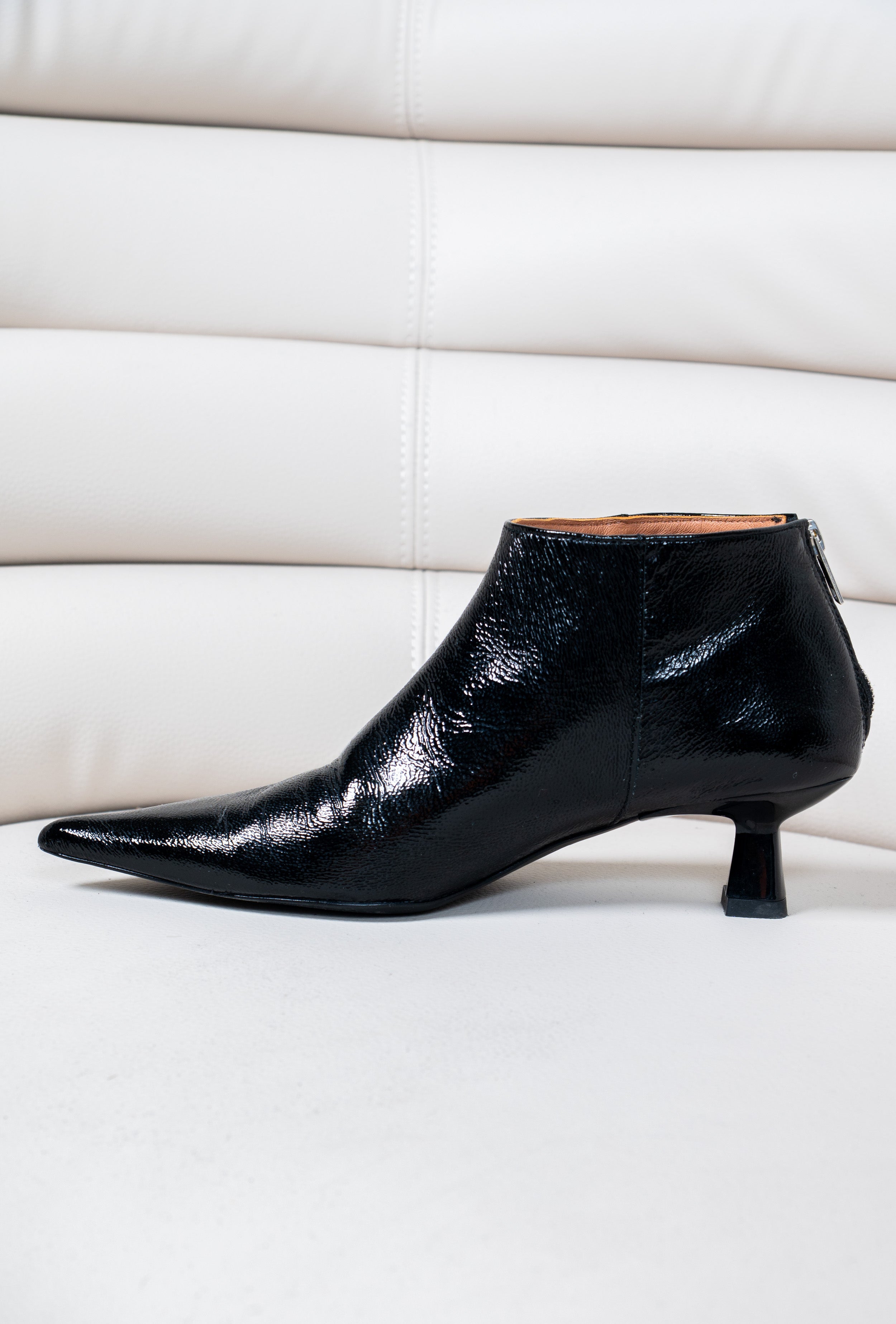 Black Patent Leather Ankle Booties