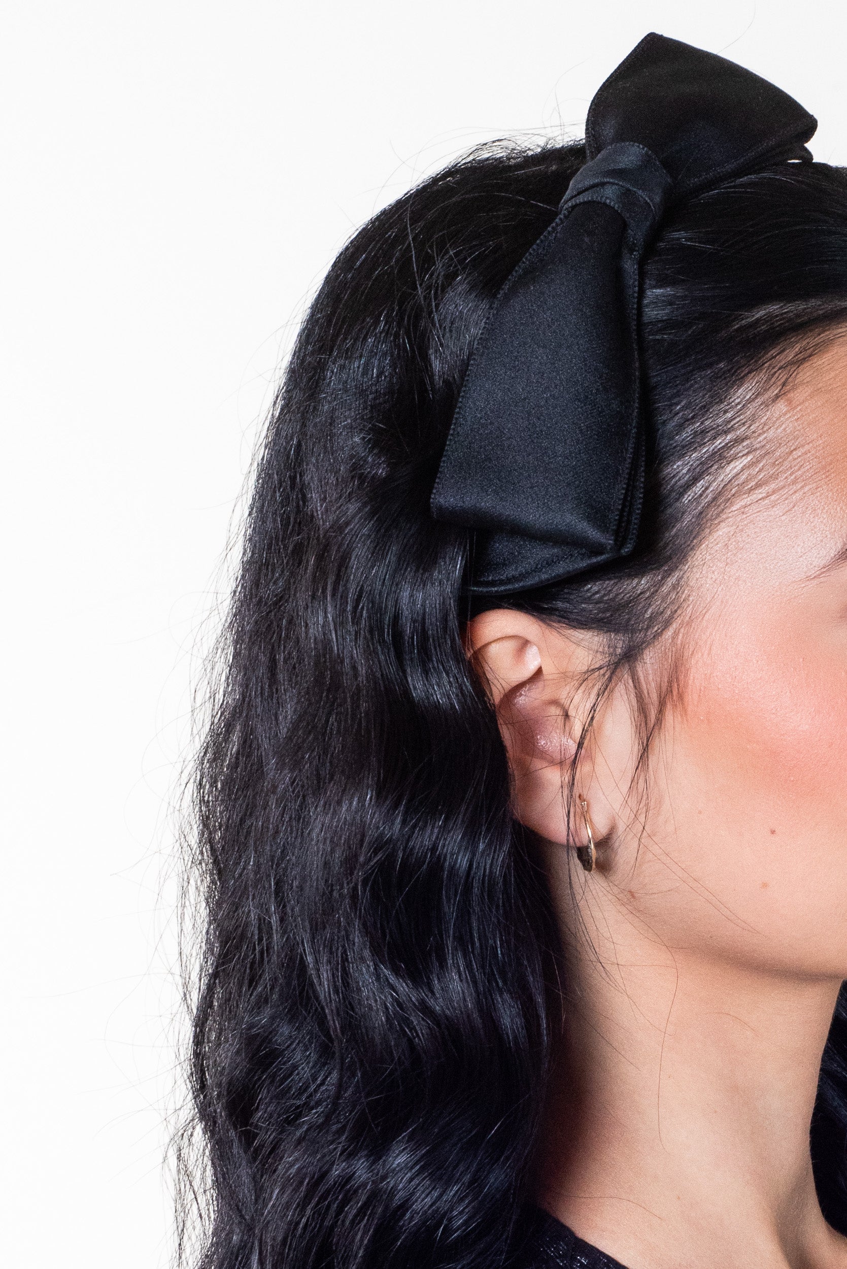 Vintage Black Satin Bow Headband