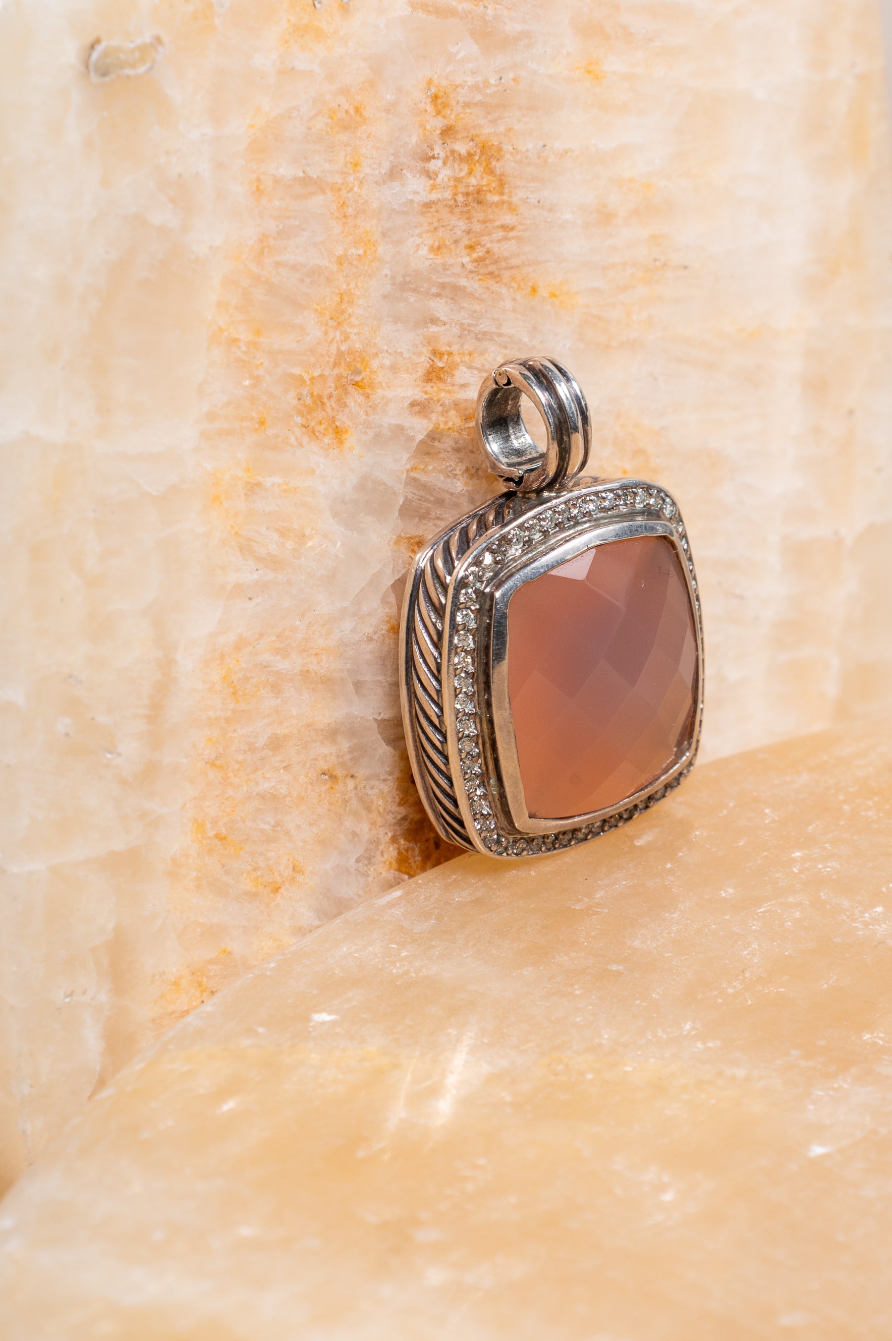 Rose Quartz & Diamond Albion Pendant