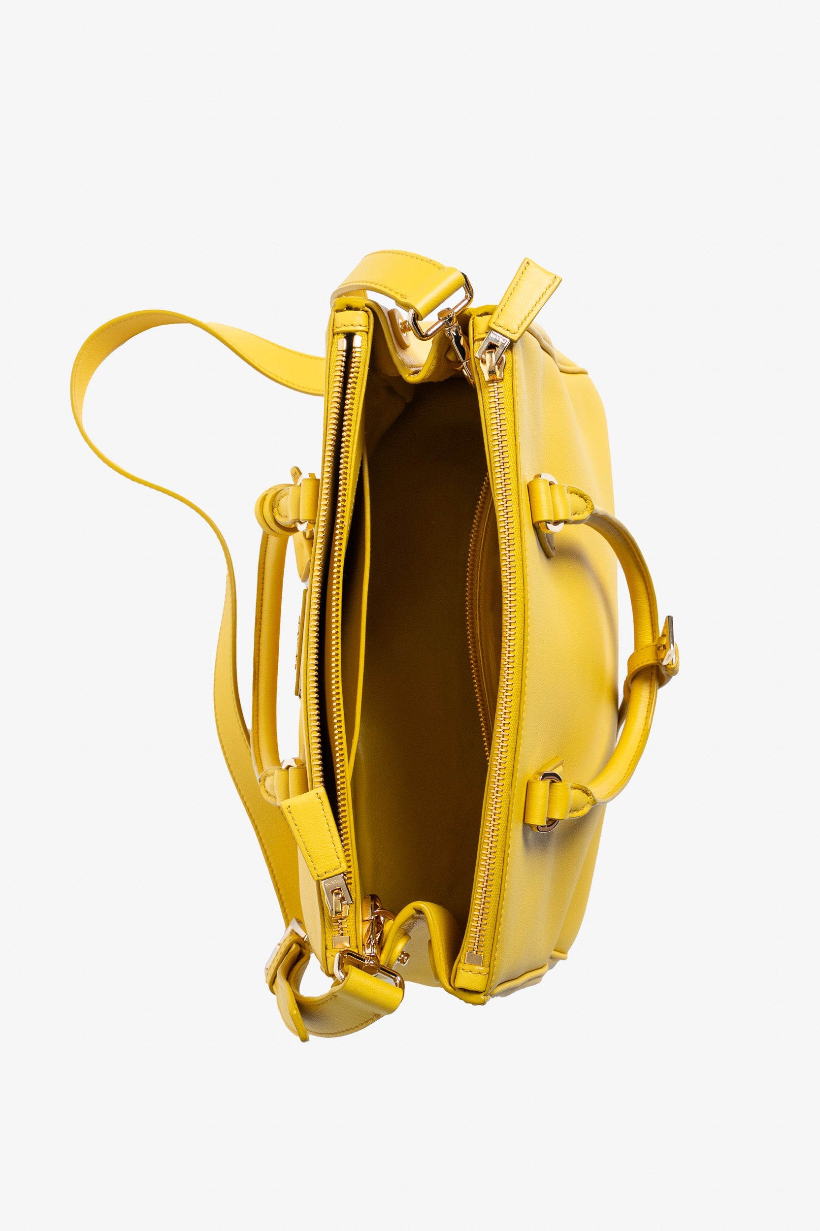 Sunny Yellow Large Galleria Leather Tote Bag w/ Crossbody/Shoulder Strap