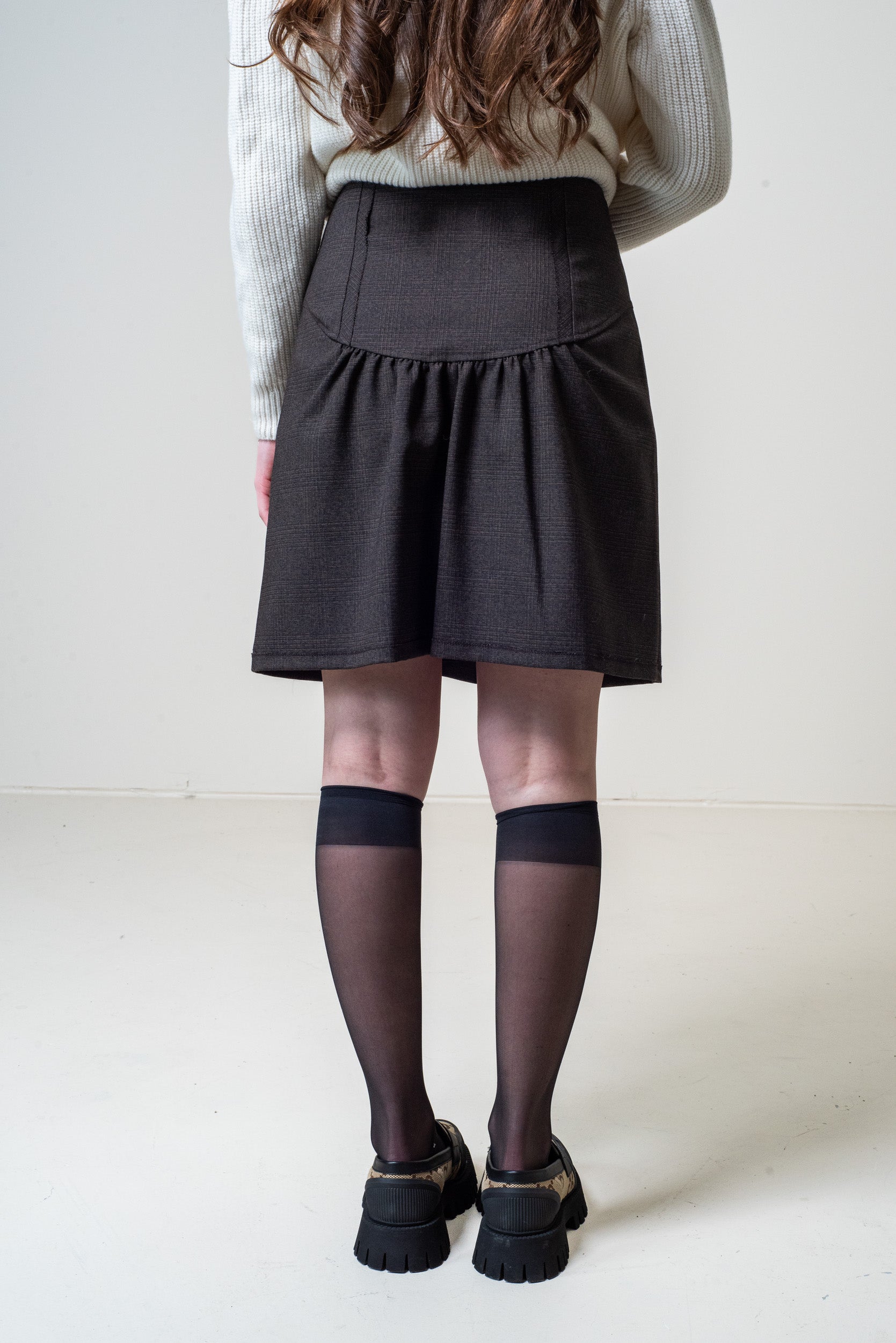 Vintage Brown Drop Waist Mini Skirt