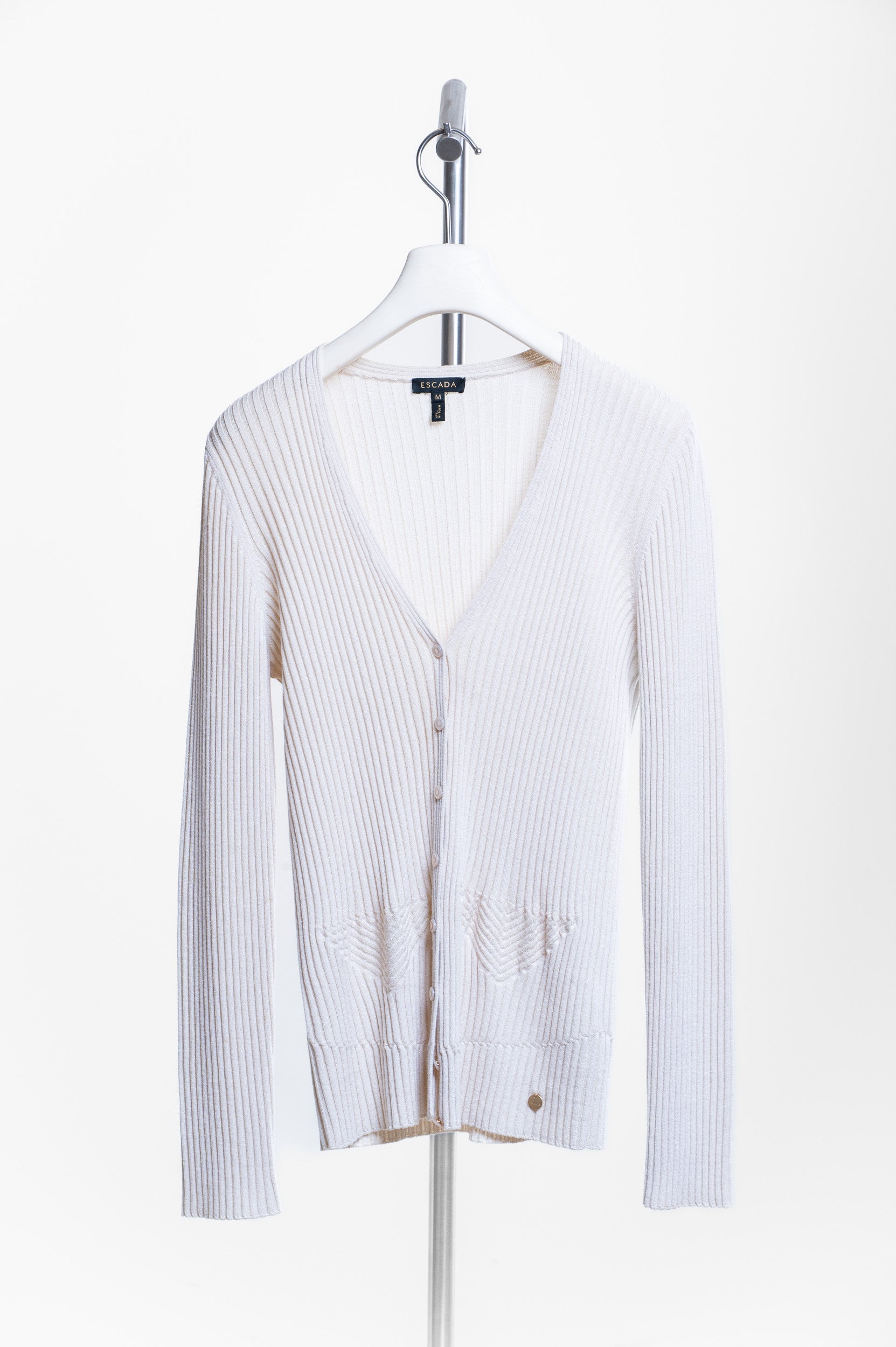 Beige w/ Gold Fleck V-Neck Cardigan