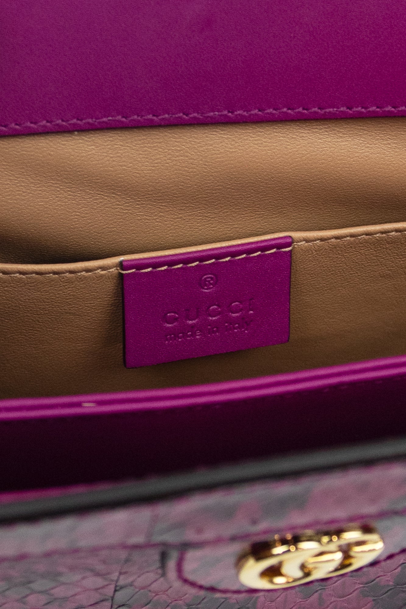 Pink Snakeskin Ophidia Small Shoulder Bag