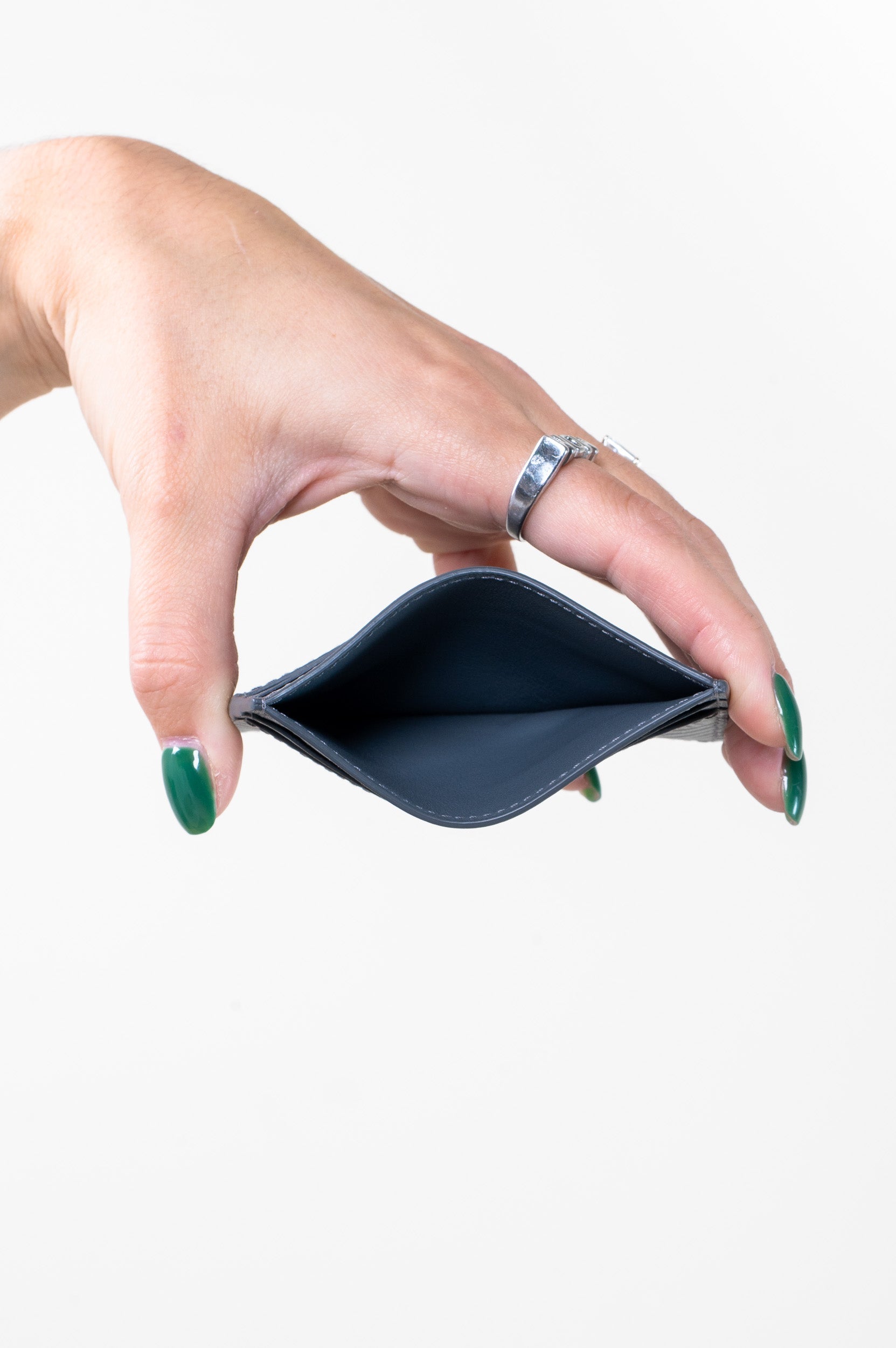 Grey Leather Embossed Card Holder