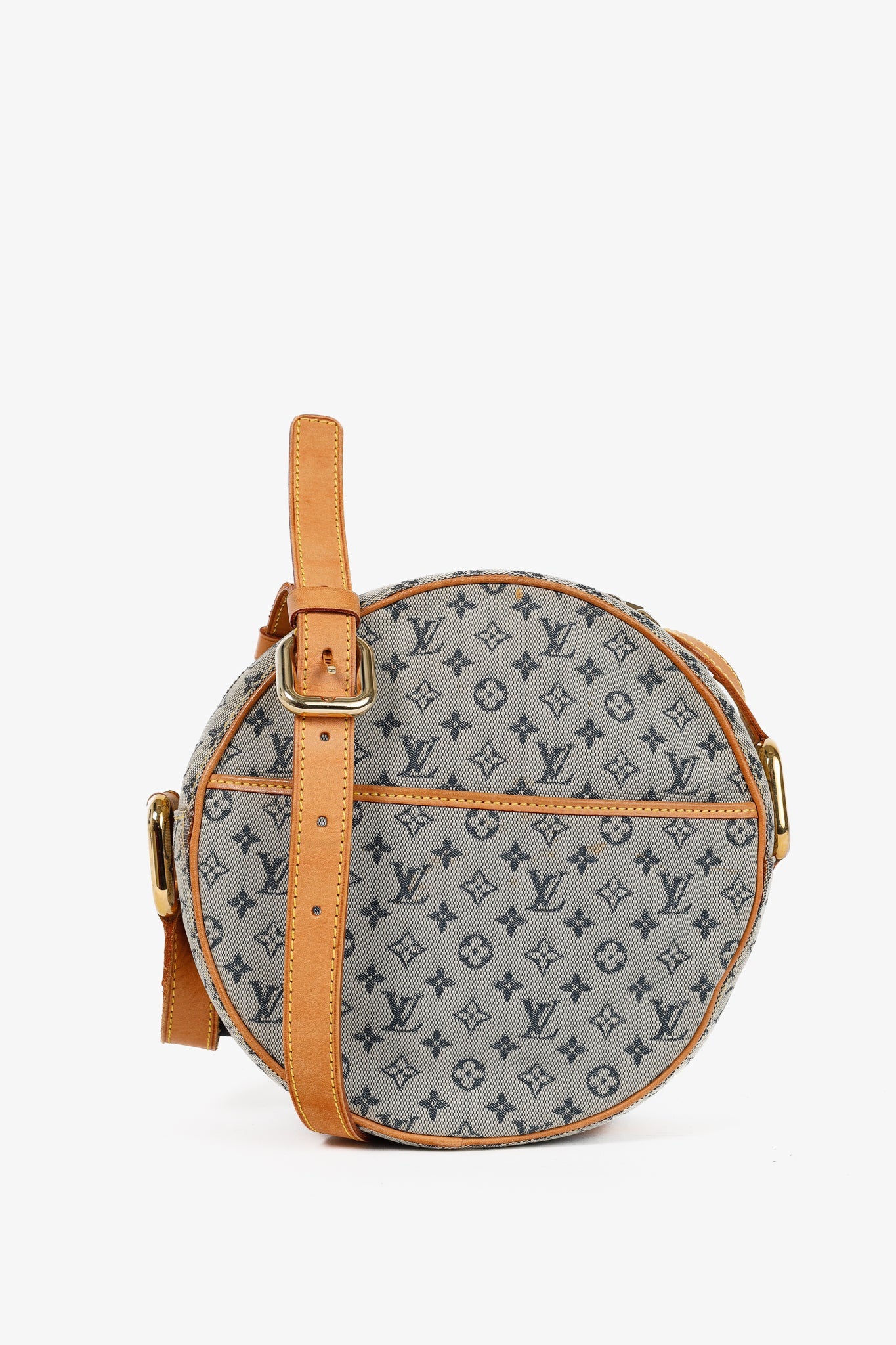 Mini Lin Denim Canvas Round Crossbody Bag