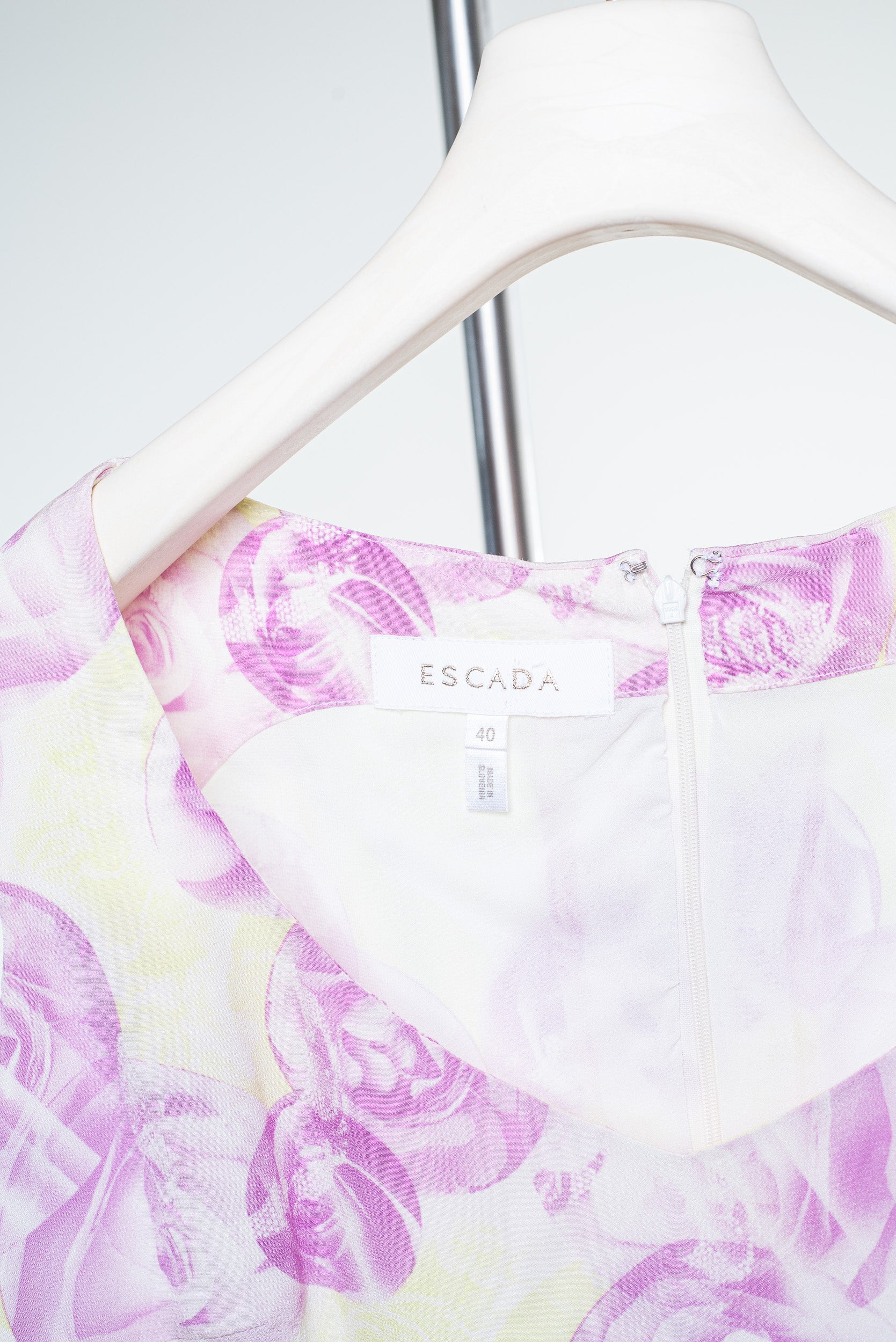 Vintage Purple and Yellow Floral Print Silk Dress