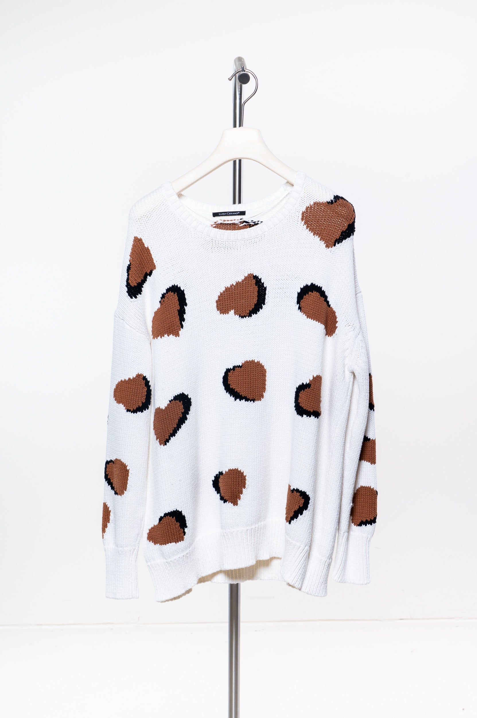 Abstract Dot Print Knit Sweater