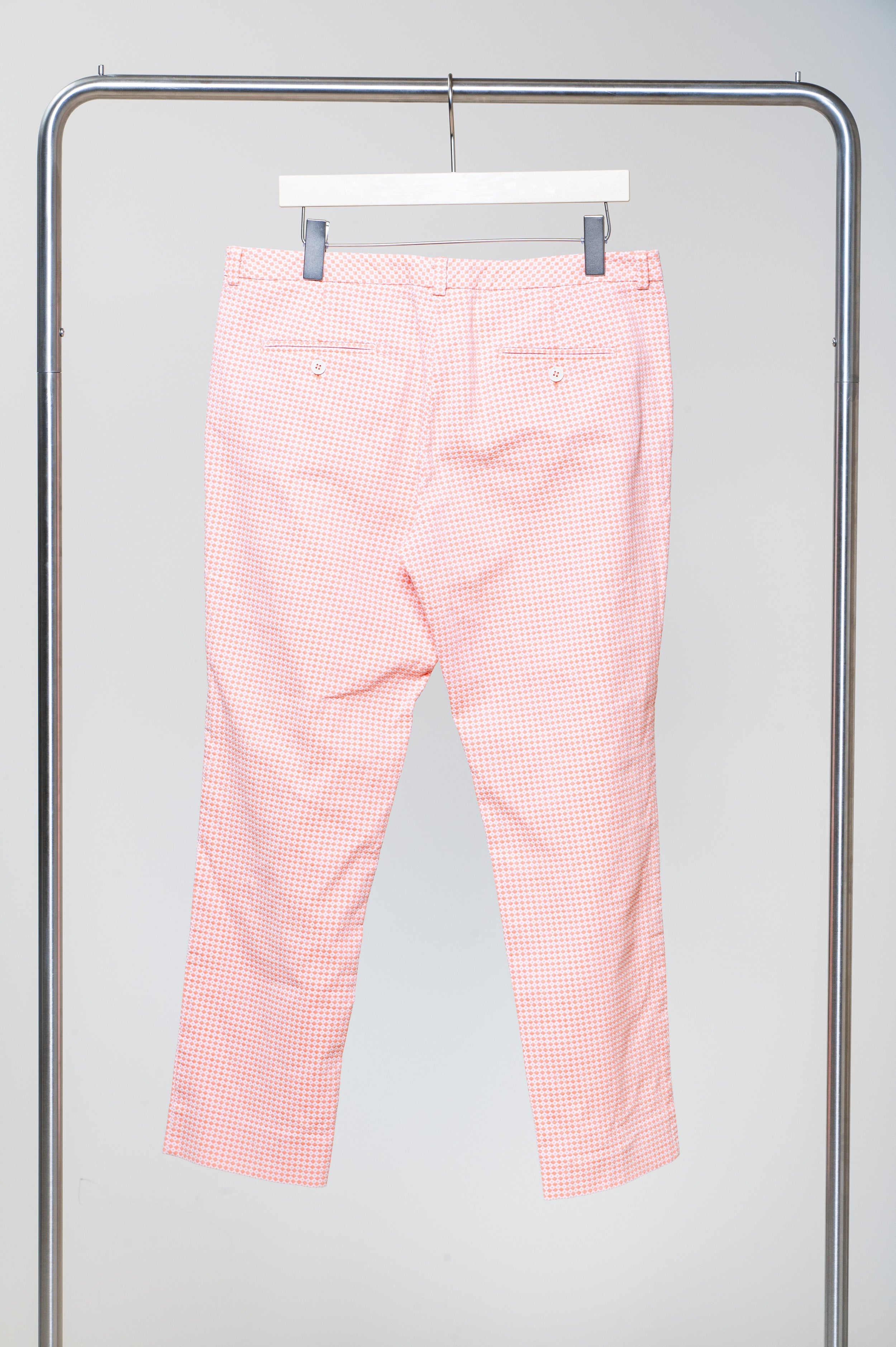 Orange Diamond Pattern Trousers Cotton