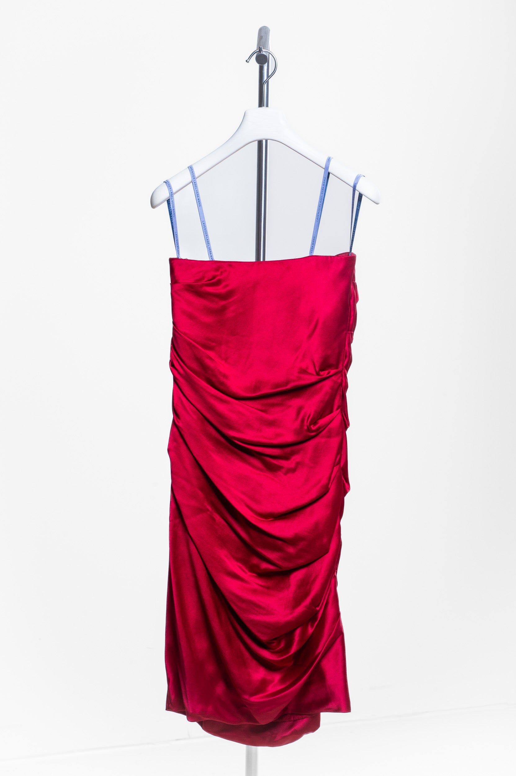 Red Silk Strapless Body Con Dress
