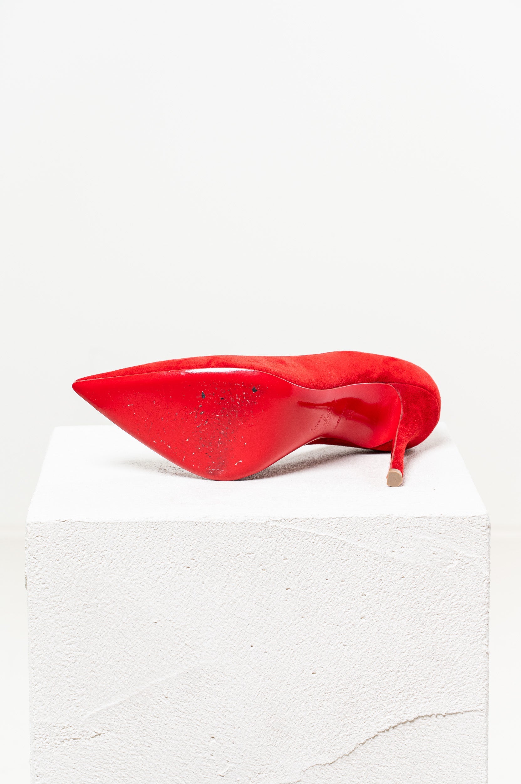 Red Suede Pointed Toe Pump