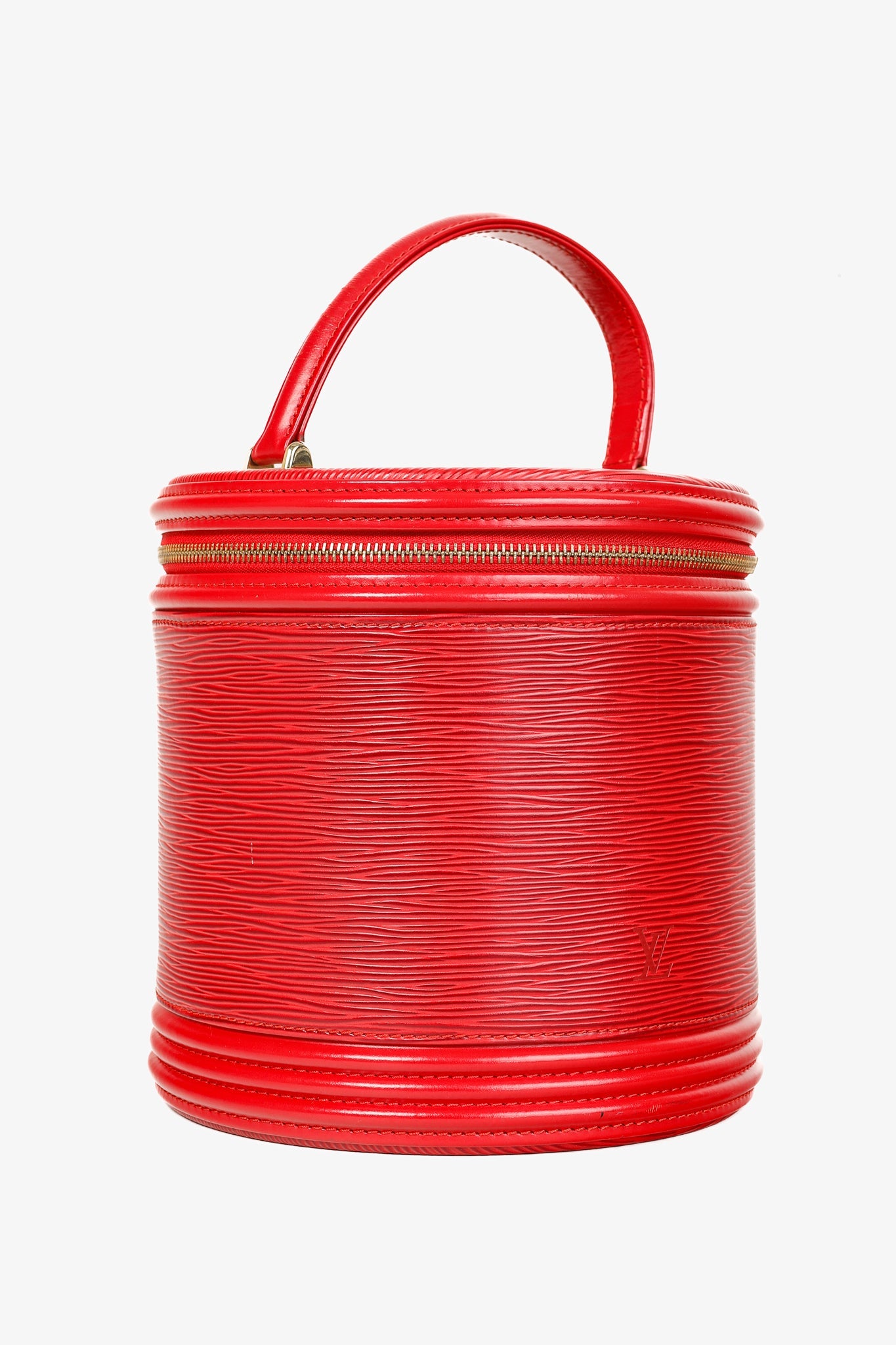 Epi Cannes Castilian Red Leather Round Handbag