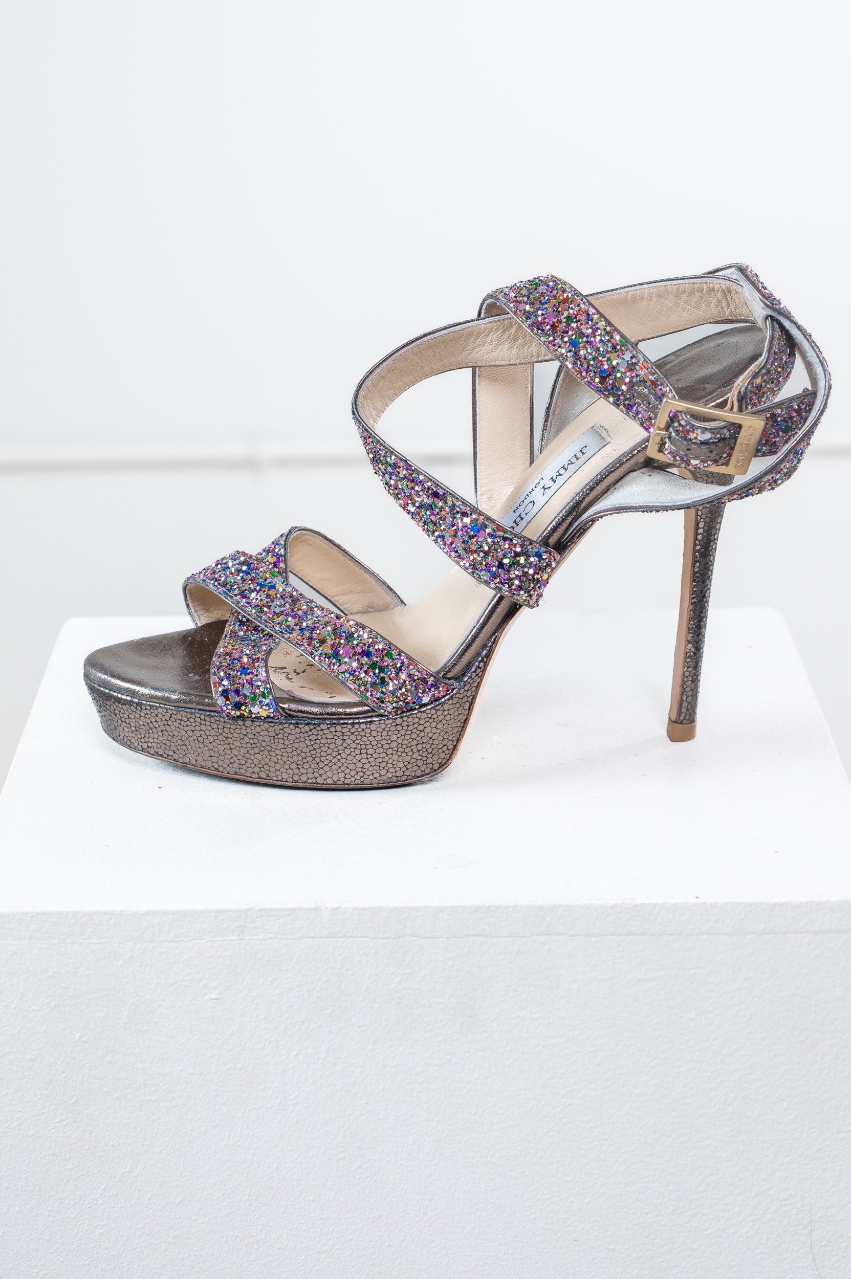 Platform Sparkle Strap Heel