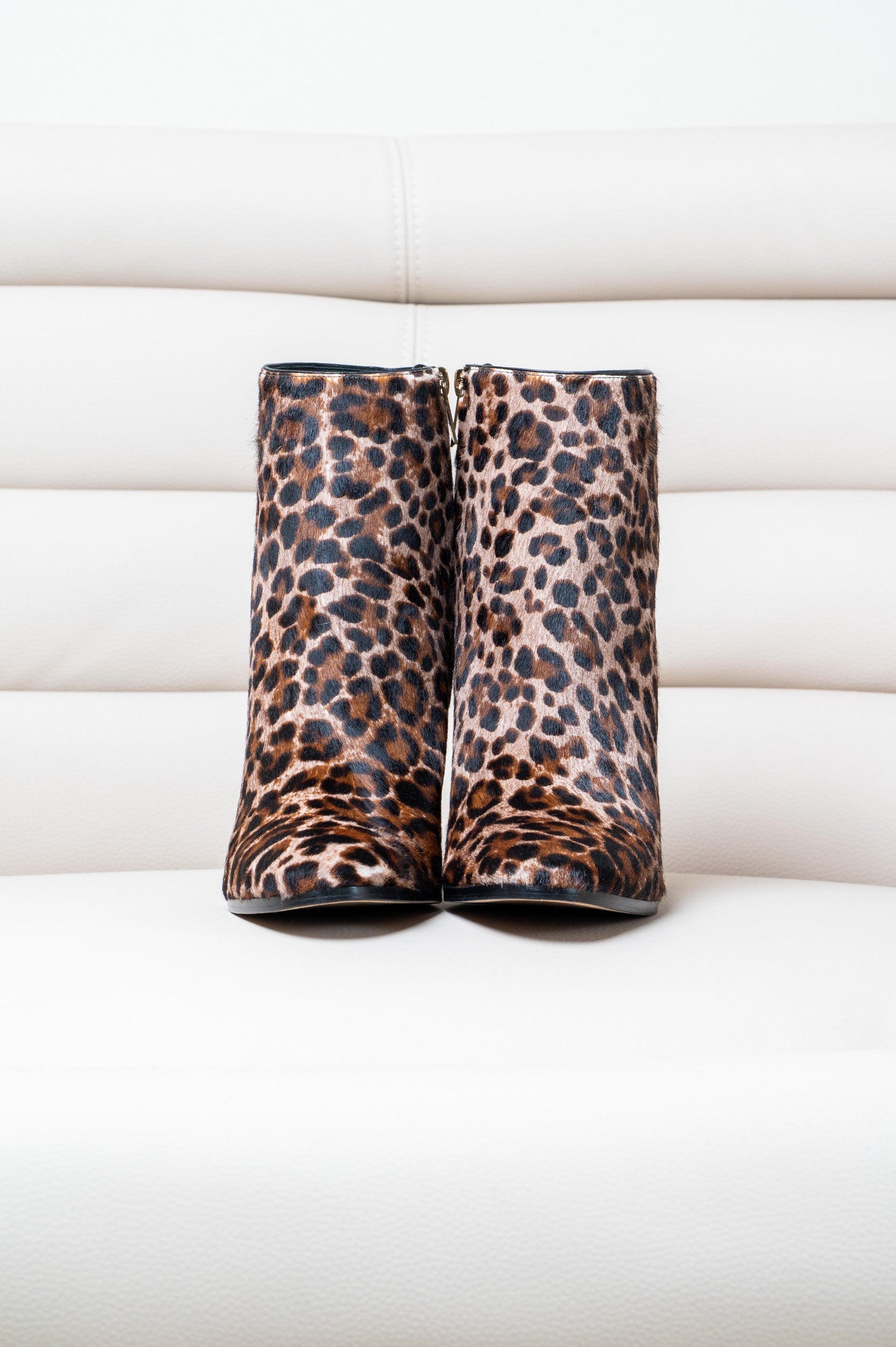 Leopard Horsehair High Heel Bootie