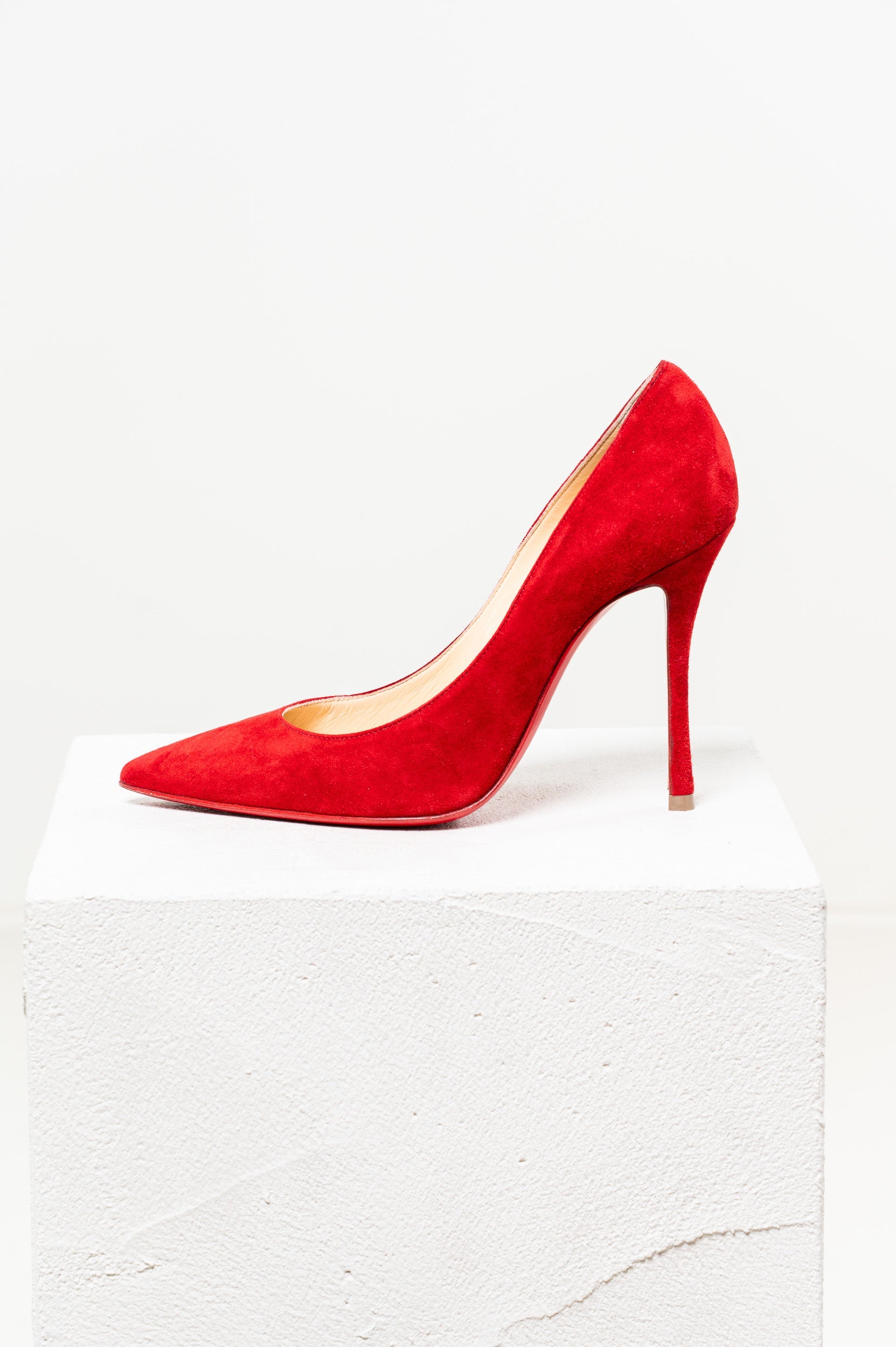 Red Suede Pointed Toe Pump