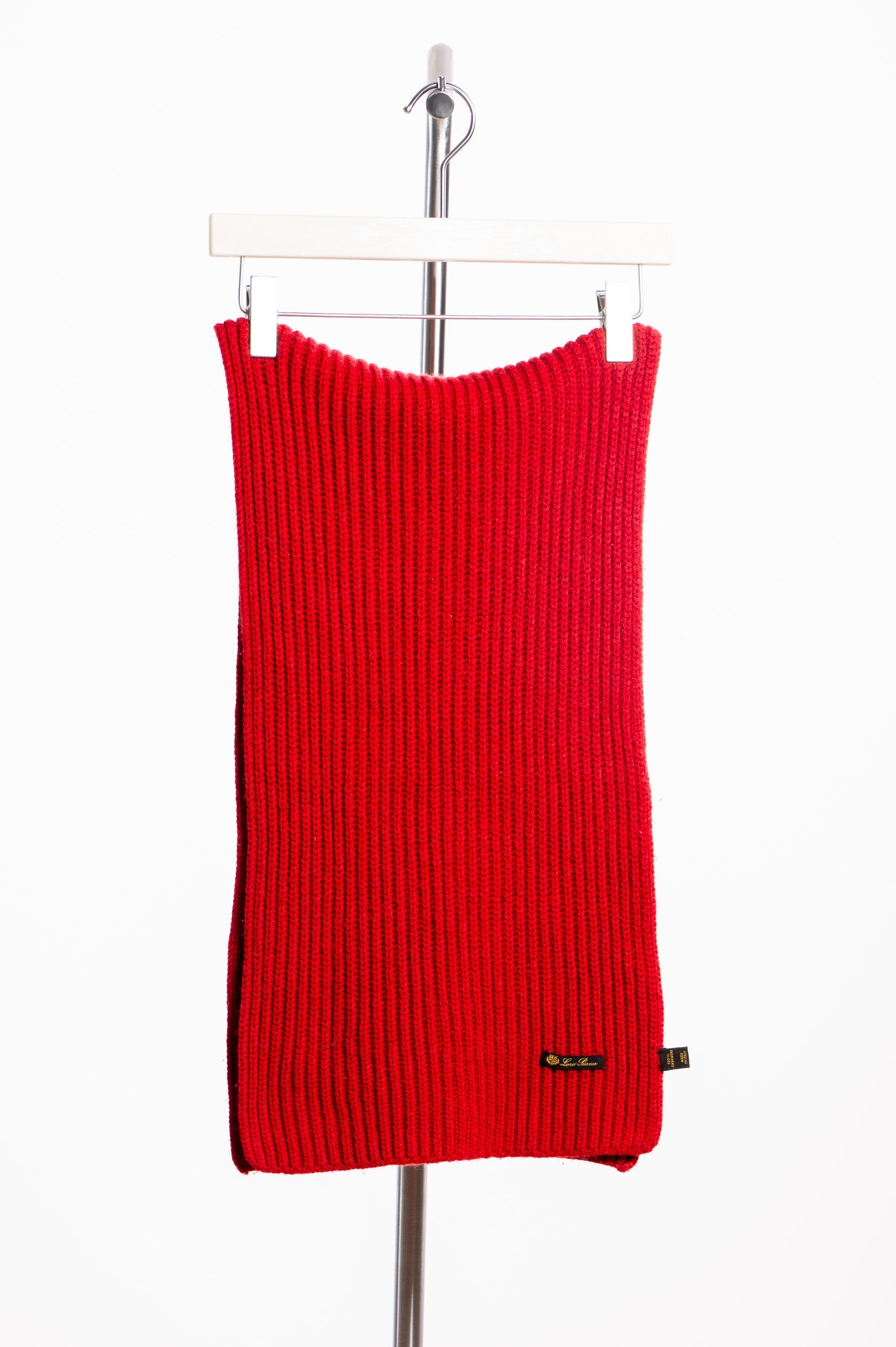 Vintage Red Ribbed Cashmere Scarf