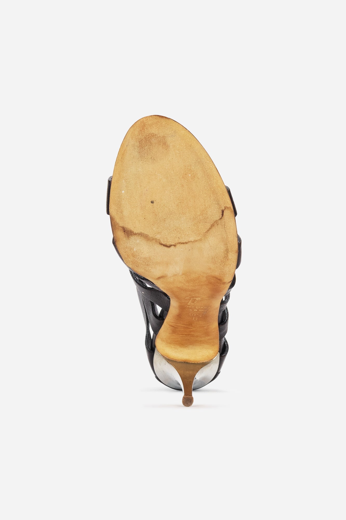 Dark Brown Leather Cut-Out Heeled Sandals