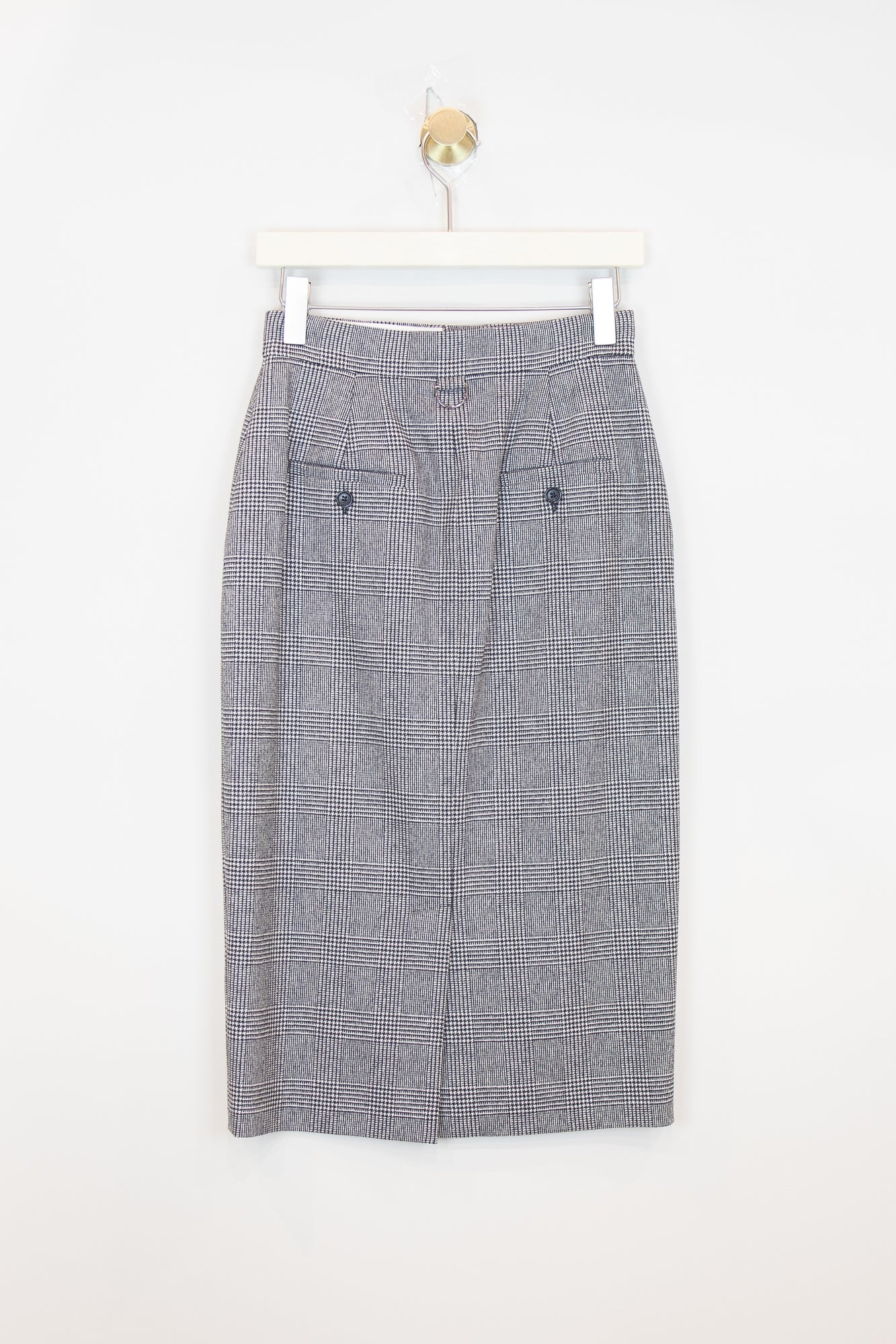 HoundsTooth Plaid Mixi Skirt Wool/Cashmere