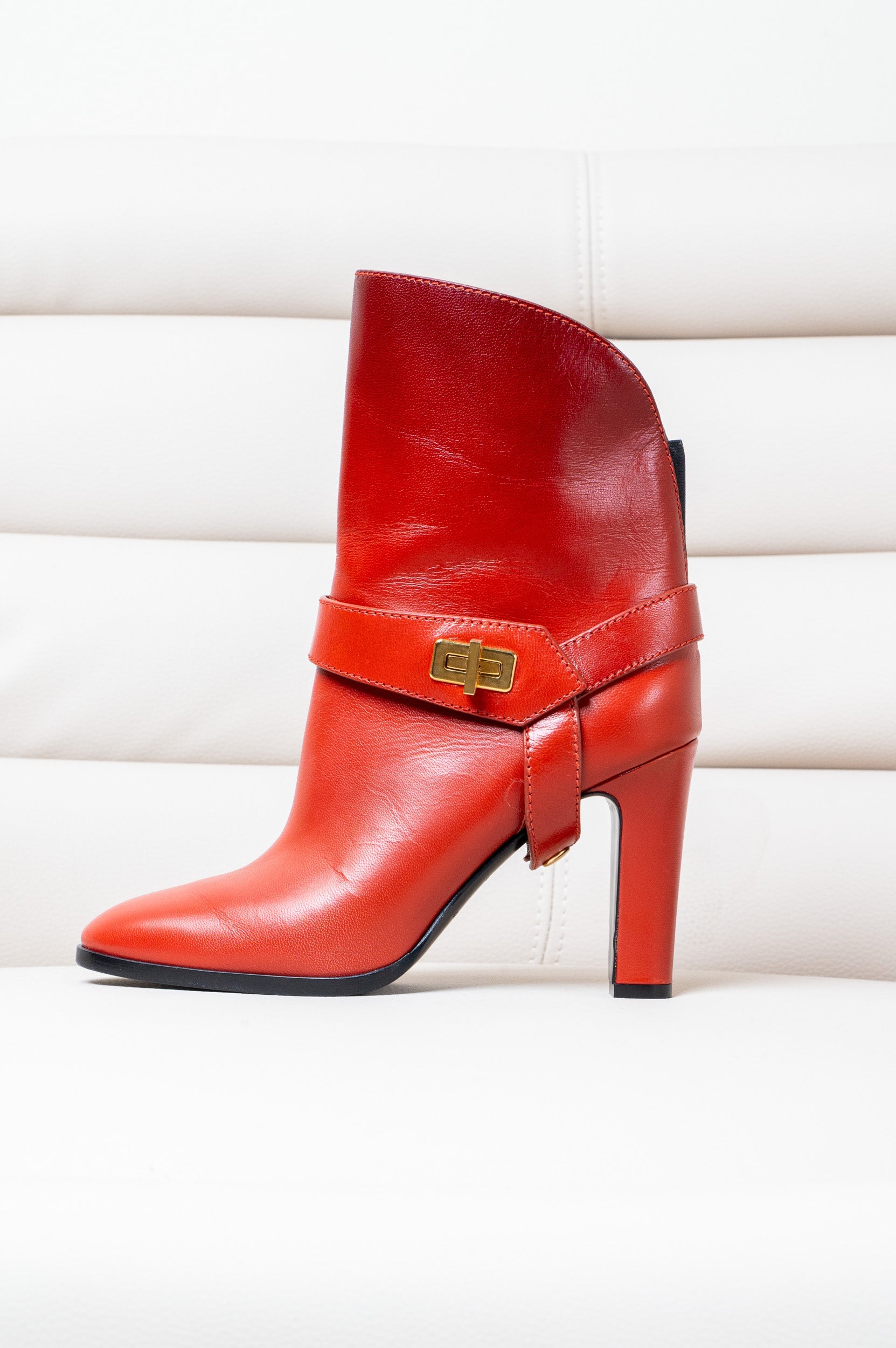 Terracotta Red Eden Leather Heeled Ankle Boot
