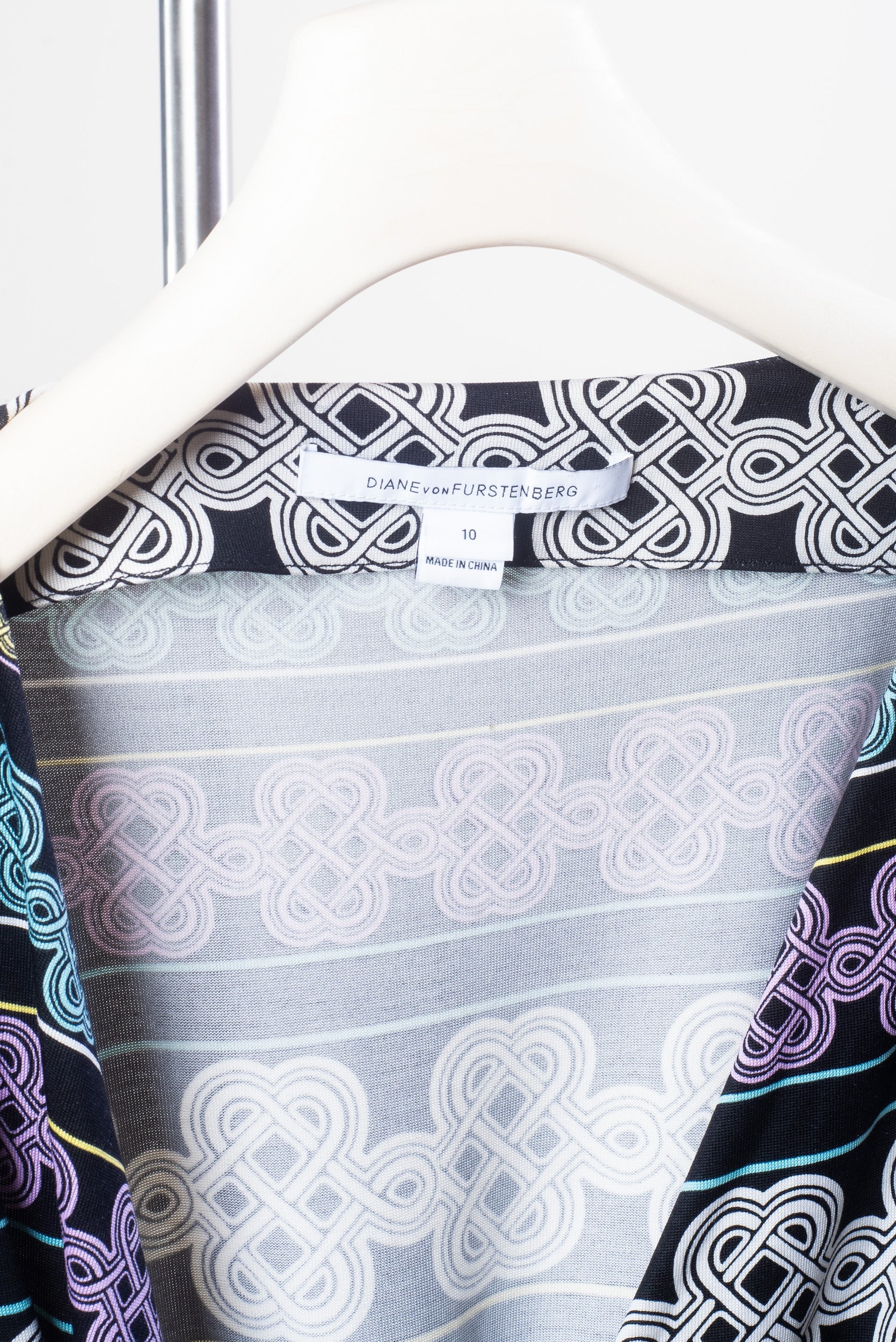 Black and Celtic Printed Wrap Dress