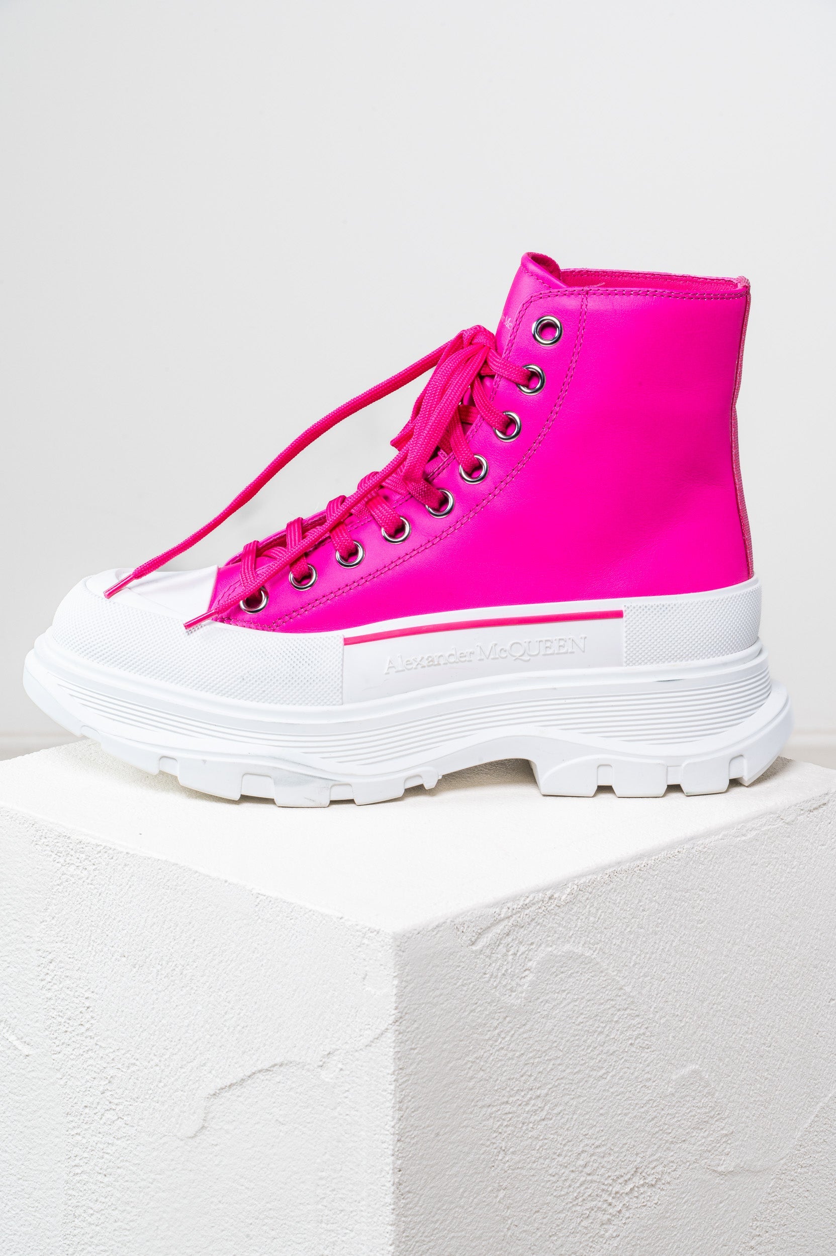 Bright Pink Chunky Platform High Top Sneaker