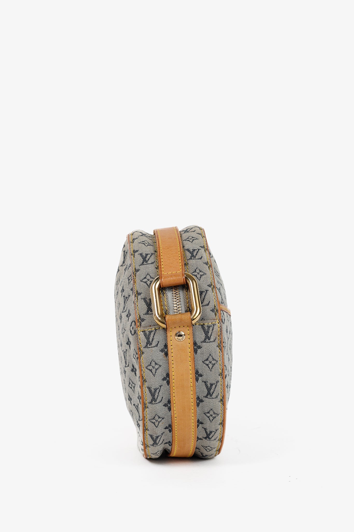 Mini Lin Denim Canvas Round Crossbody Bag