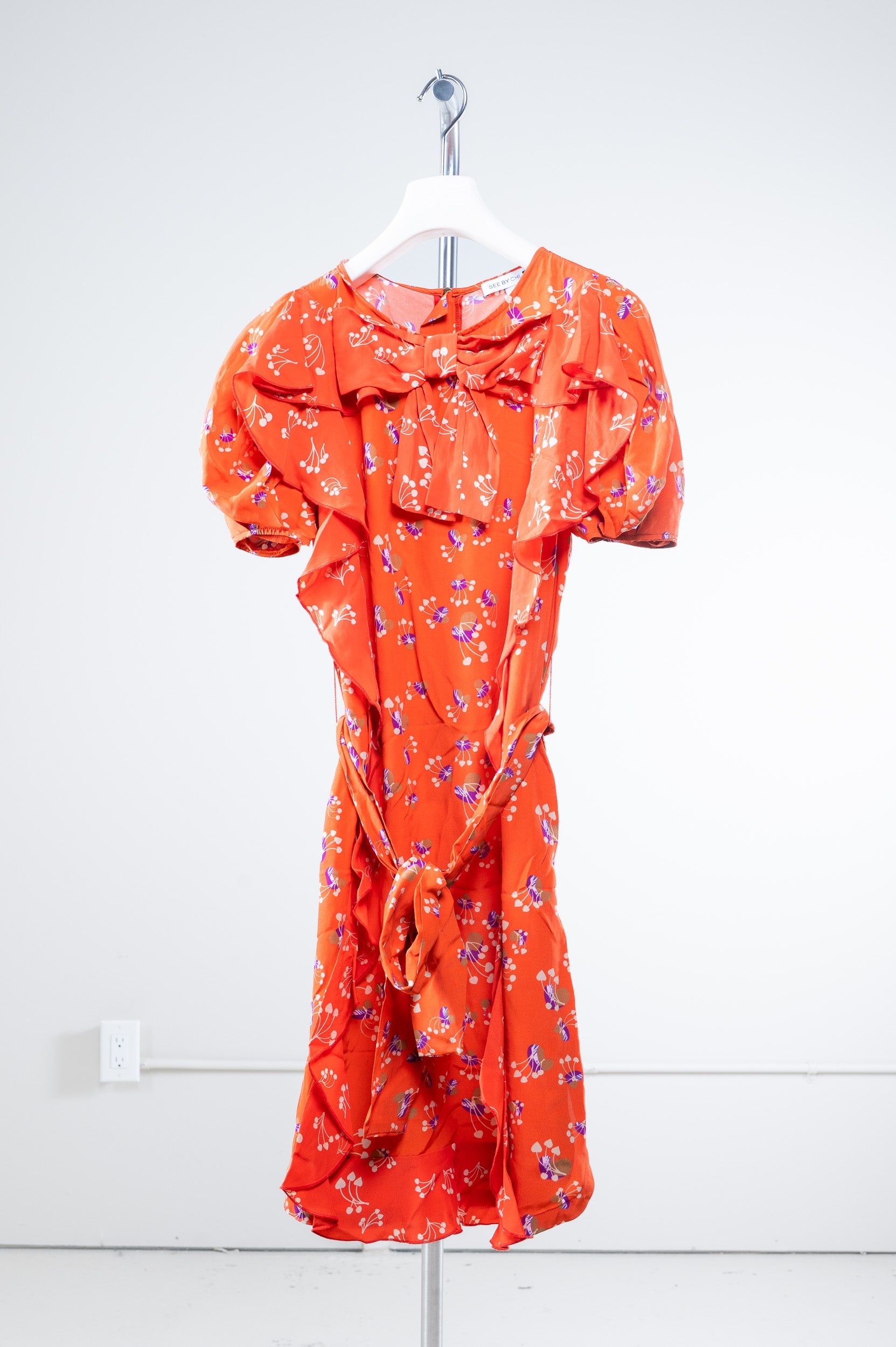 Orange Floral Print Dress