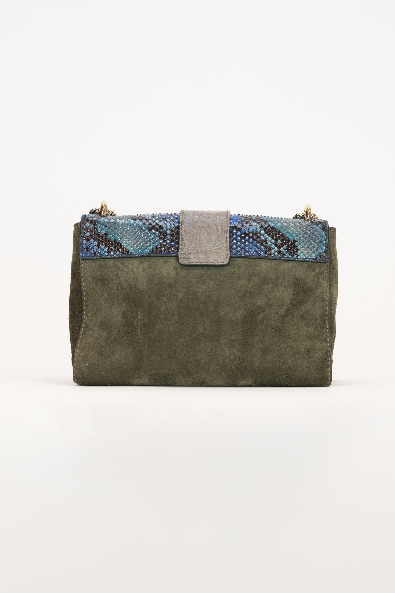 Python + suede shoulder bag